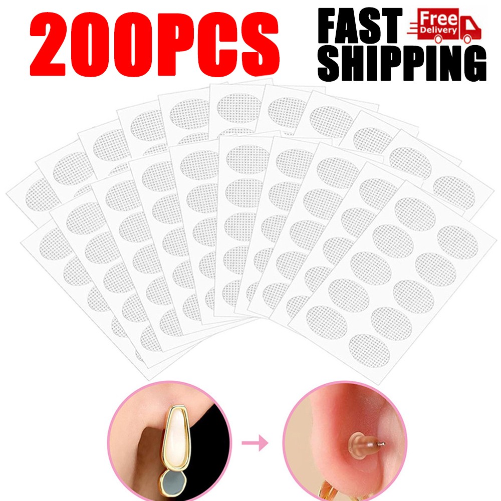 200 Pcs Earring Stickers for Split Earlobes, Earring Support Patches for Heavy E