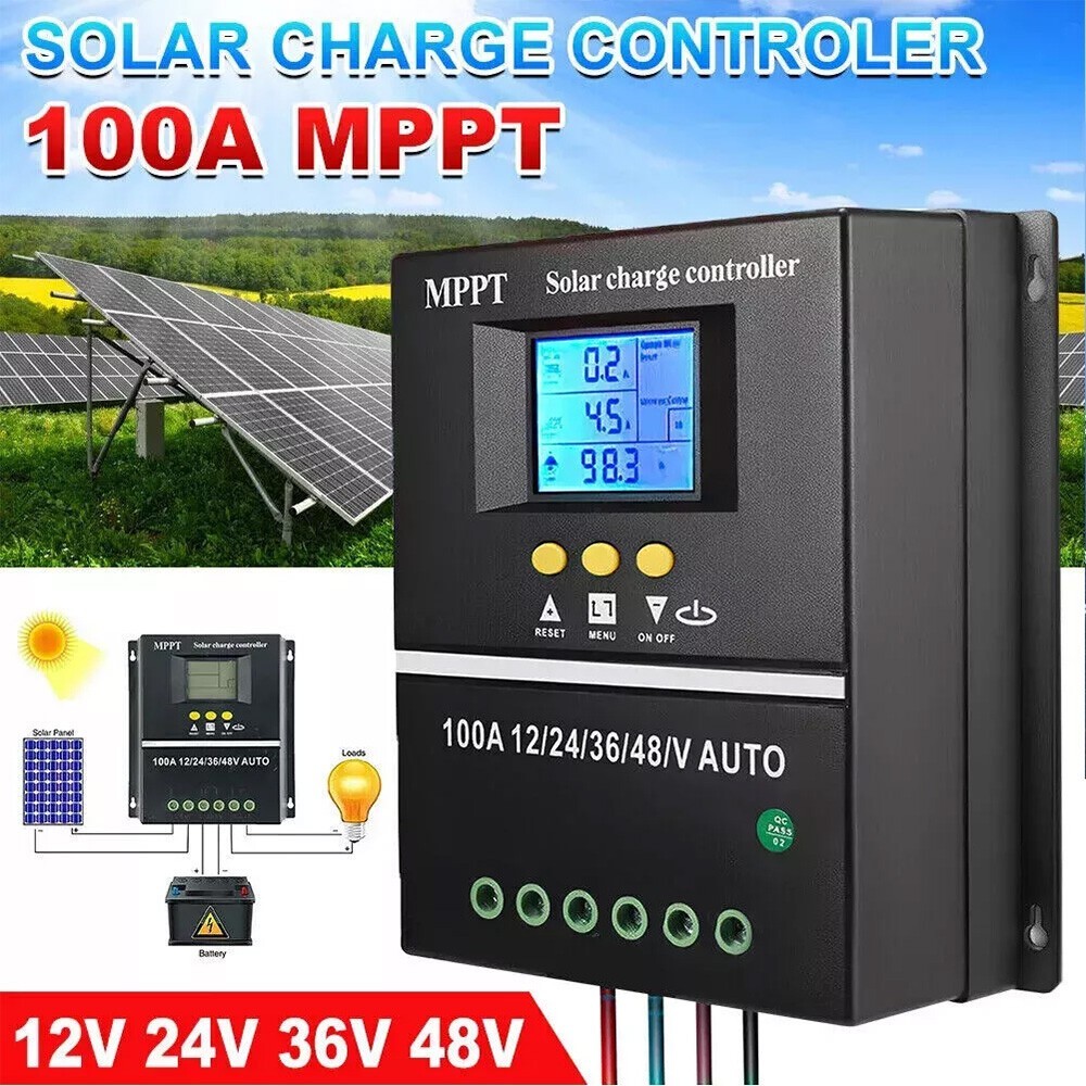 100A MPPT Solar Charge Controller 12V/24V/36V/48V LCD Display Battery Regulator
