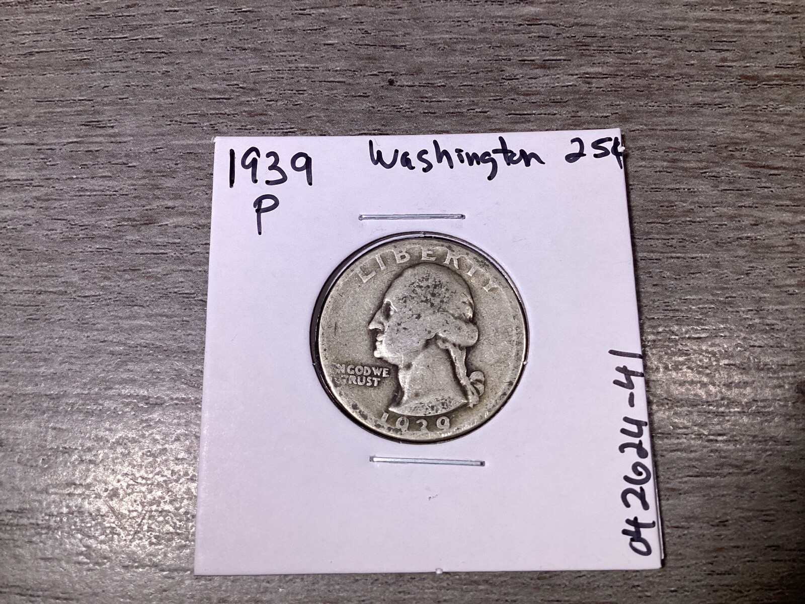 1939 Washington 90% Silver Quarter US Silver Coin 042624 41d