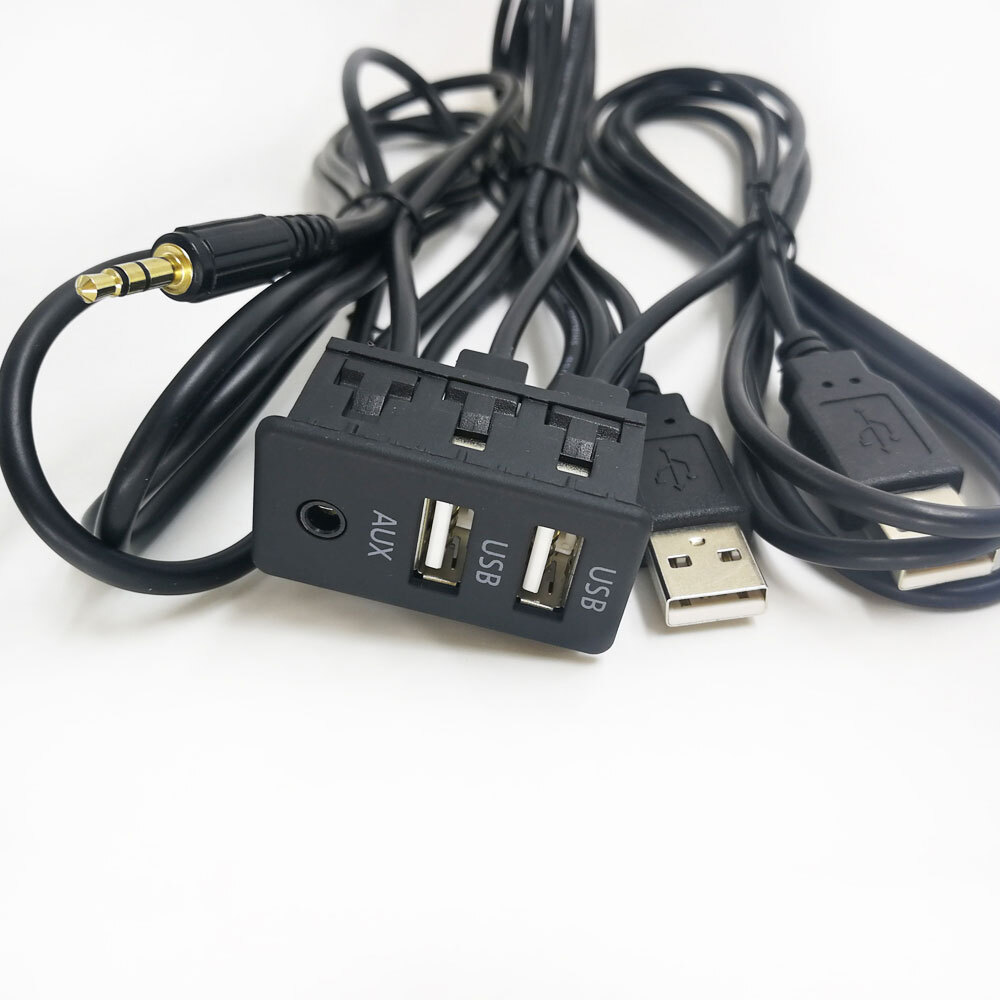 Car Dash Flush Mount AUX USB Port 1.5M Panel Dual USB Extension Cable Adapter **