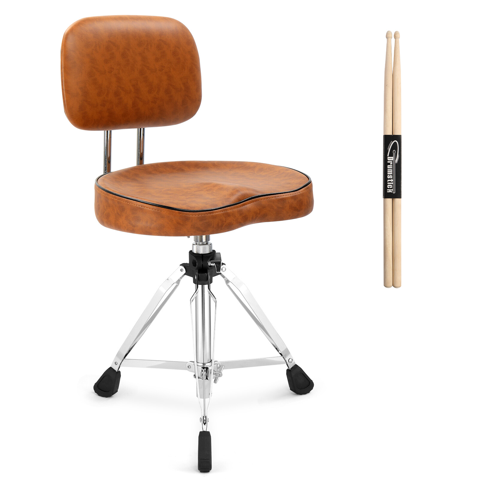 Drum Throne with Backrest, Drum Stool Adjustable Height With 5A Drumstick