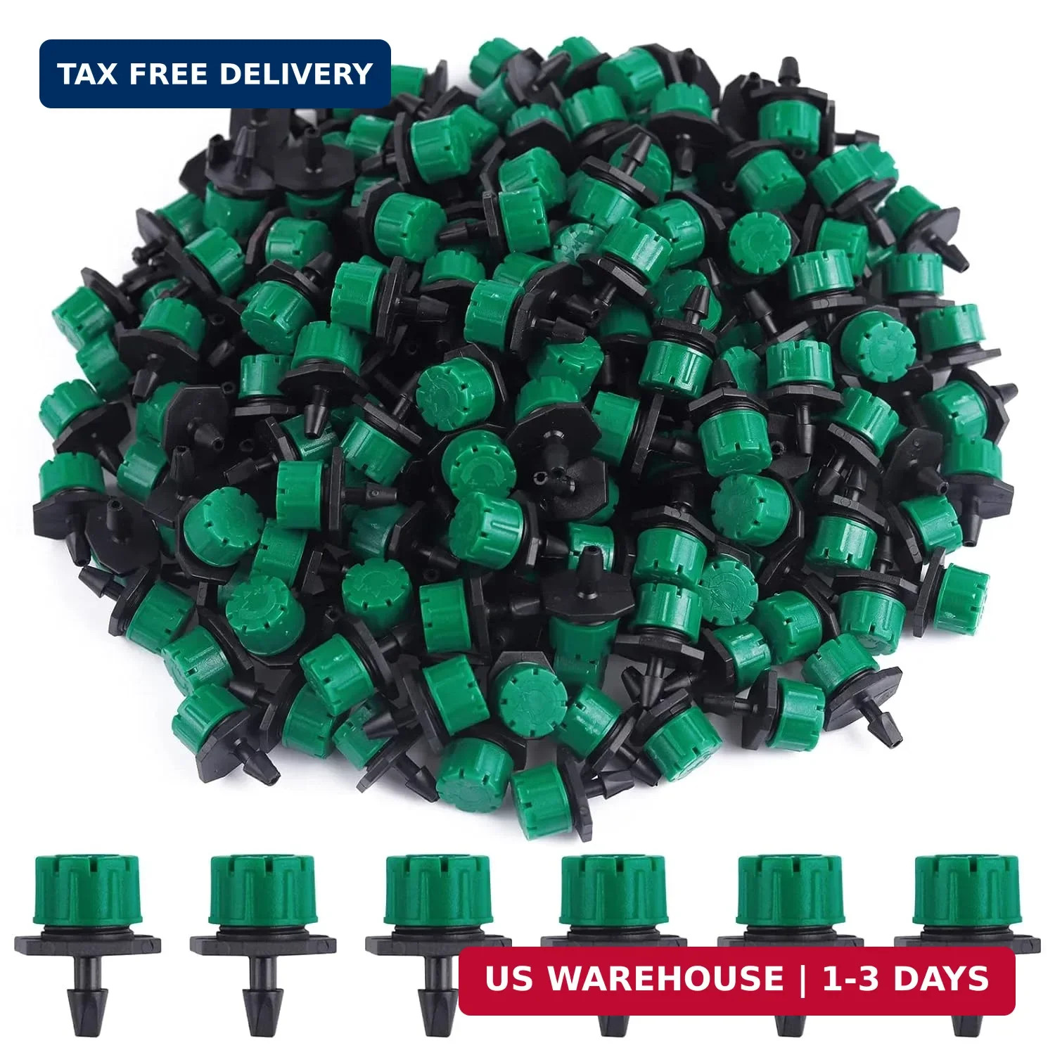200Pcs Adjustable Irrigation Drippers, 1/4 Inch Barbed Drip Emitter 360