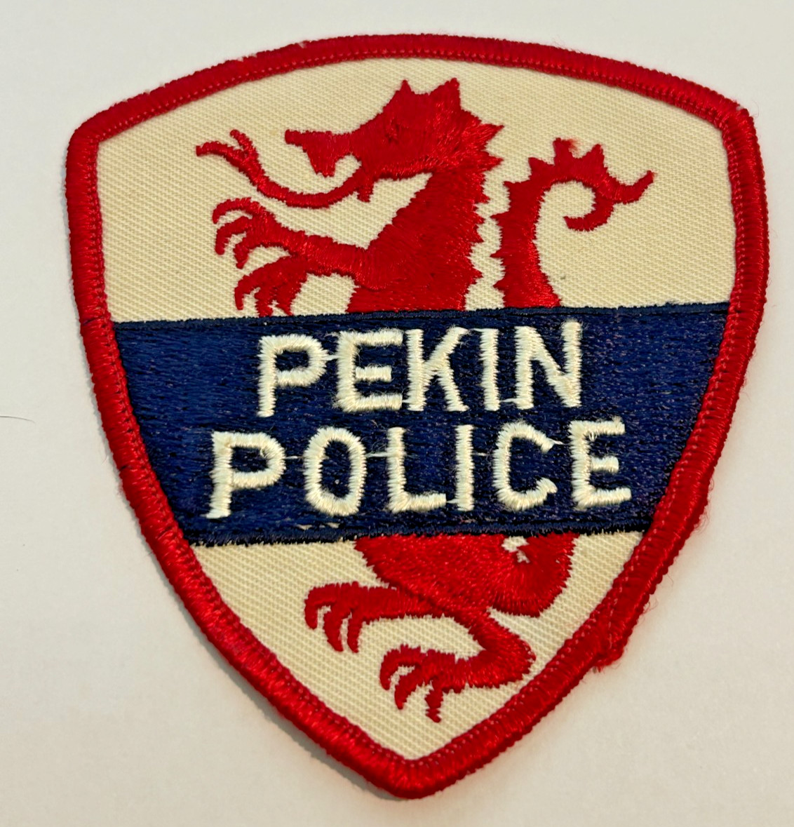 Vintage Pekin Illinois Police Dragon White Patch Unused