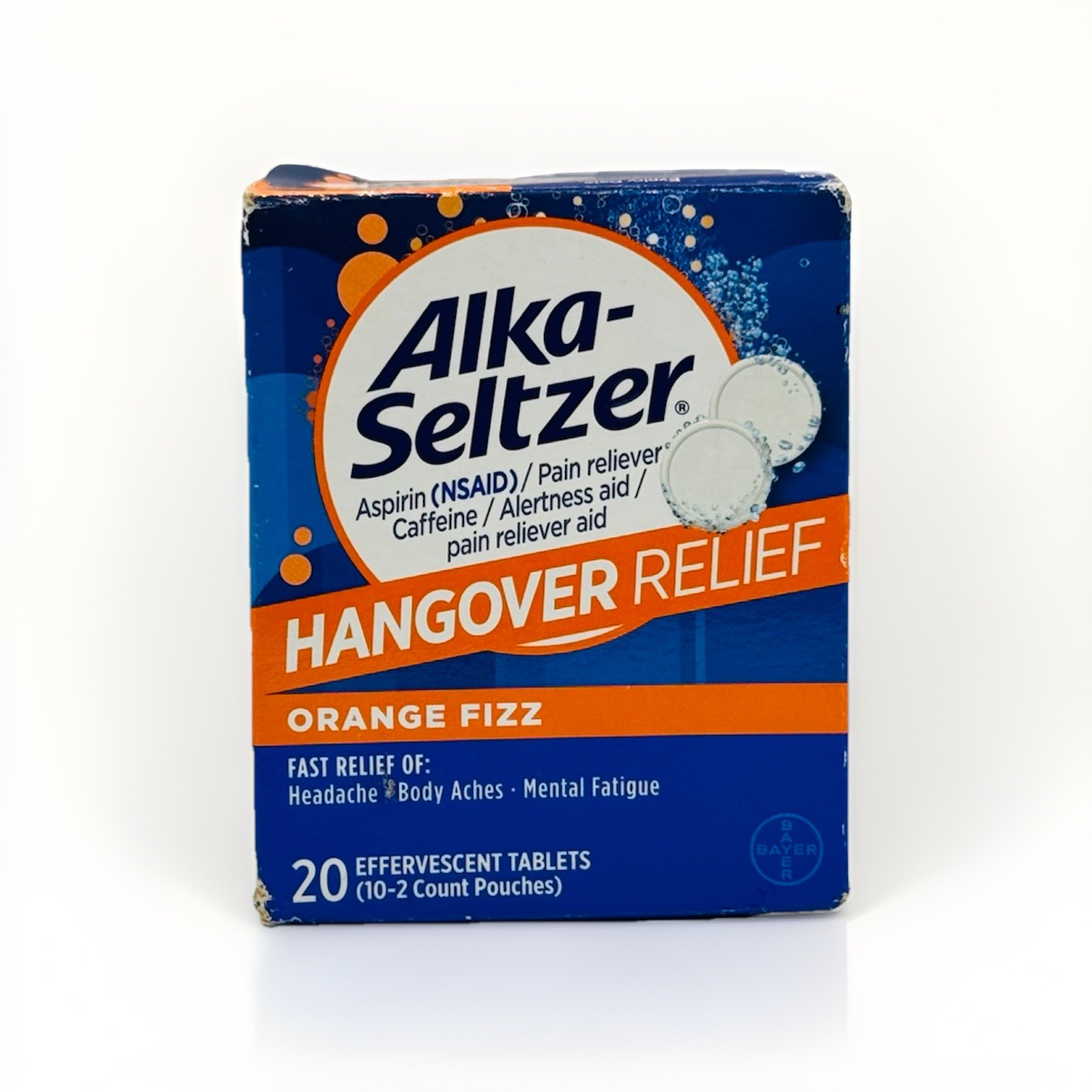Alka-Seltzer Hangover Relief Tablets Orange Fizz 20 Count  Ex 05/27 Box Damaged