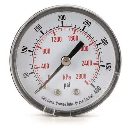 Zoro Select 4Flz9 Pressure Gauge, Commercial, 0 To 200 Psi, 1 1/2 In Dial, 1/8,