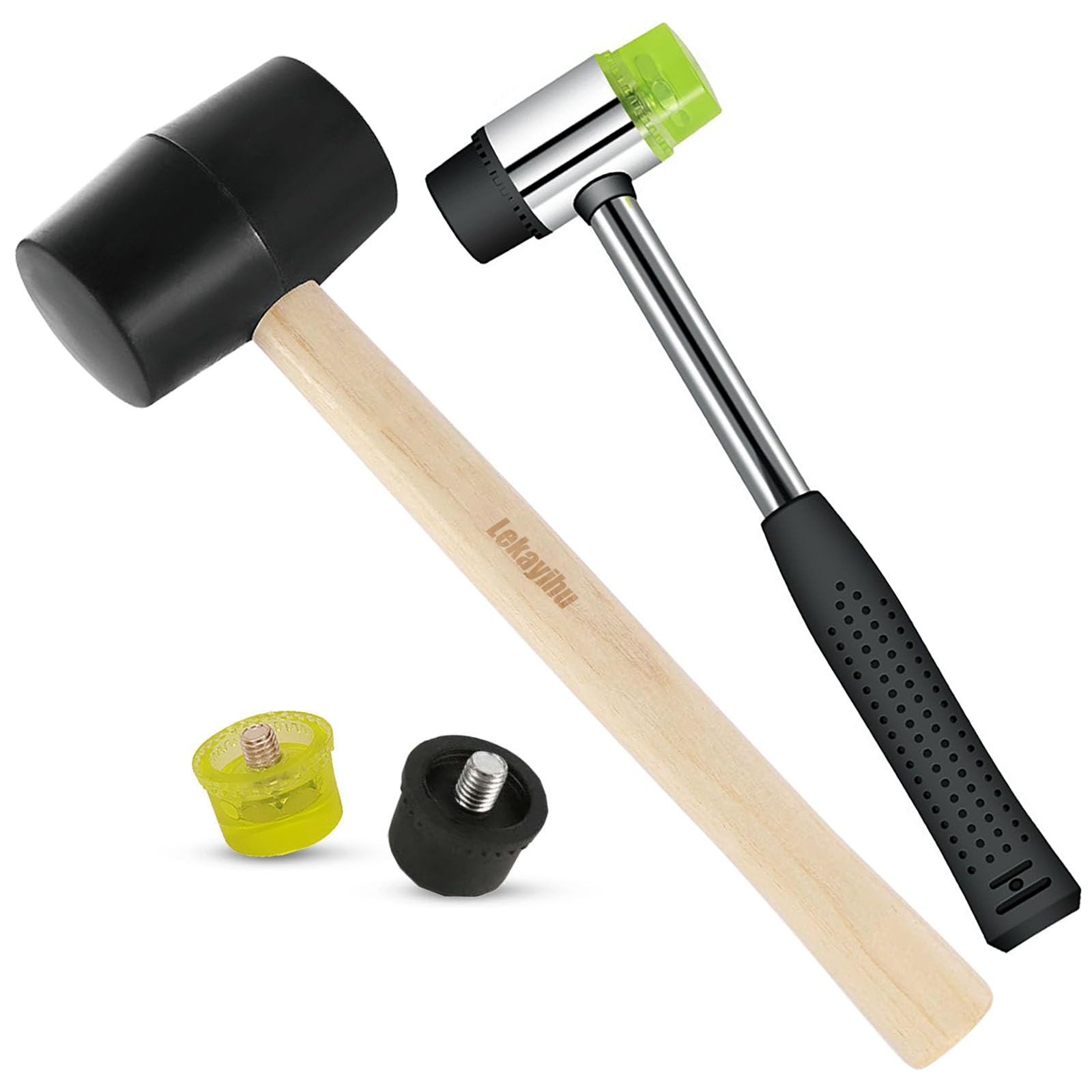 2 PCS Rubber Hammer Set 8 Oz 25mm Soft Head Double Face Mounting Craft Tool