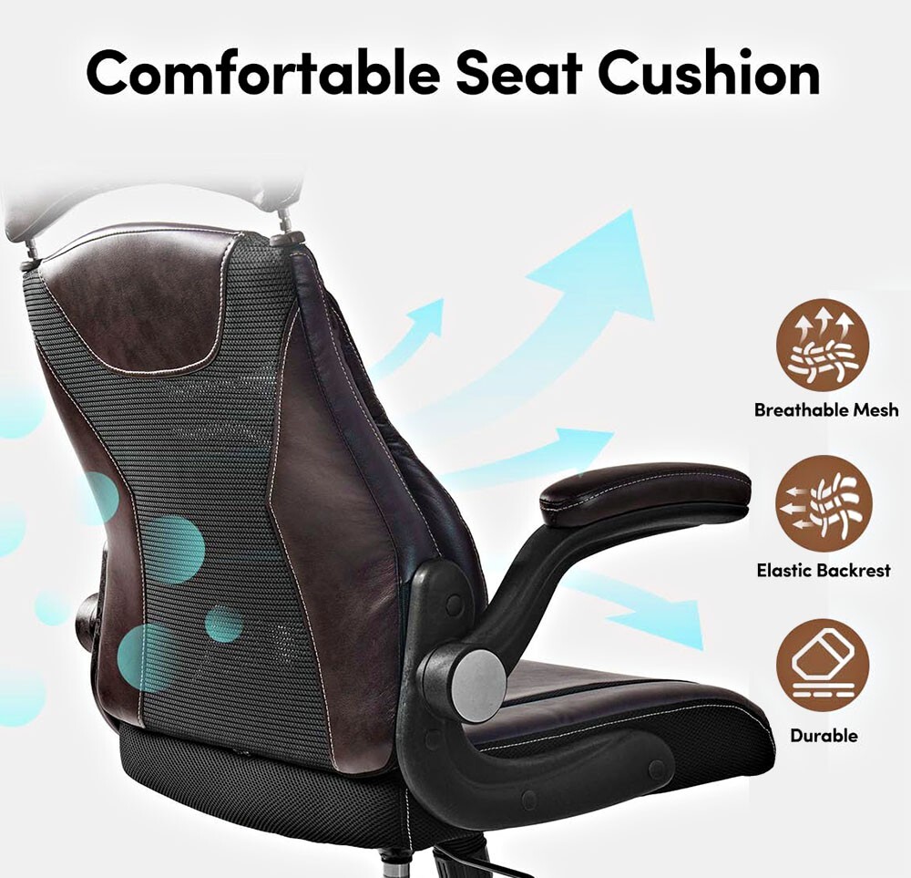 EXECUTIVE OFFICE LEATHER CHAIR HIGH BACK ERGONOMIC ADJUSTABLE HEADREST 5 WHEELS