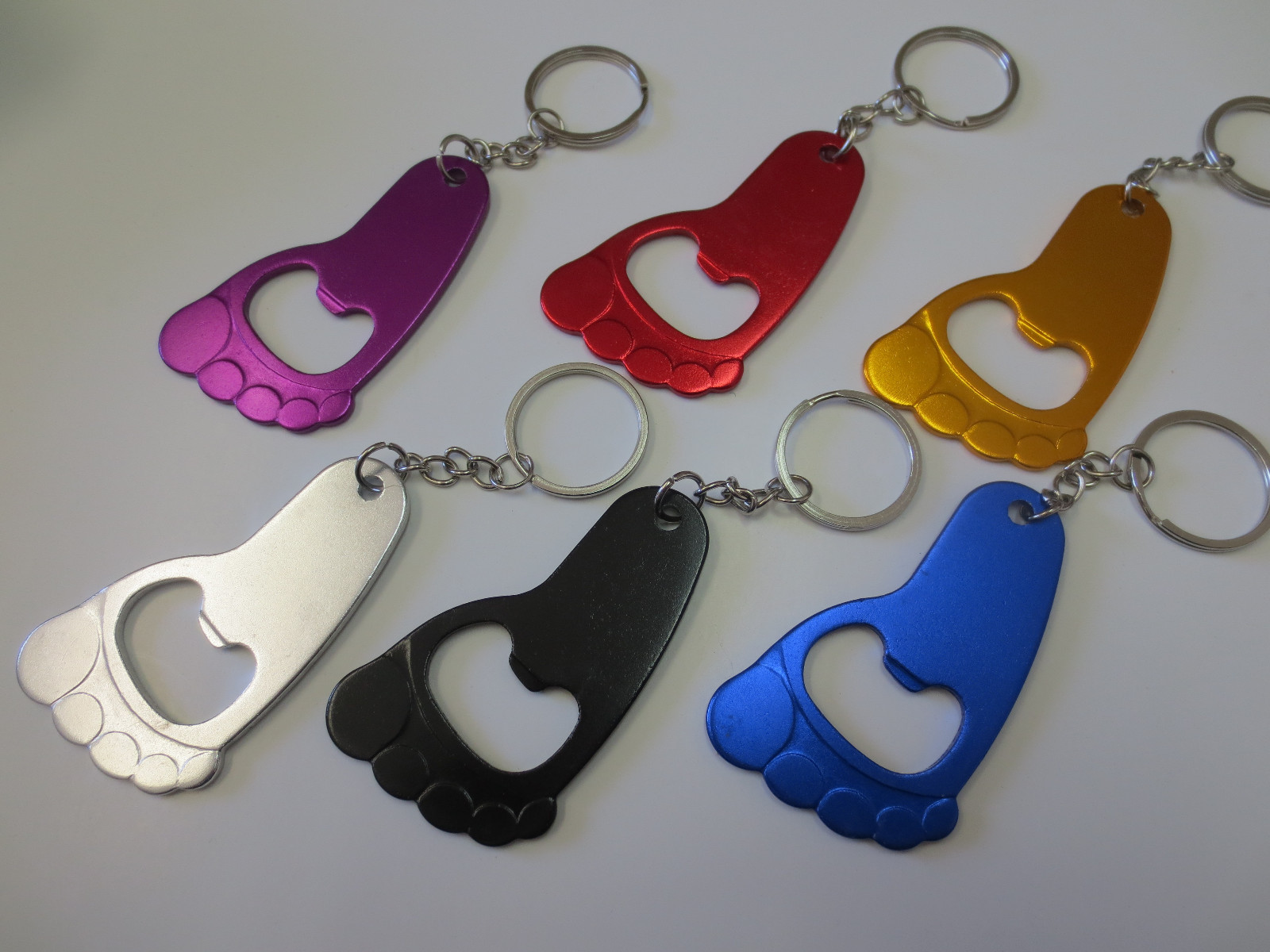 Lot of 12 pc Metal Baby Feet Foot Bottle Opener Keychain Key Chain Party Gift
