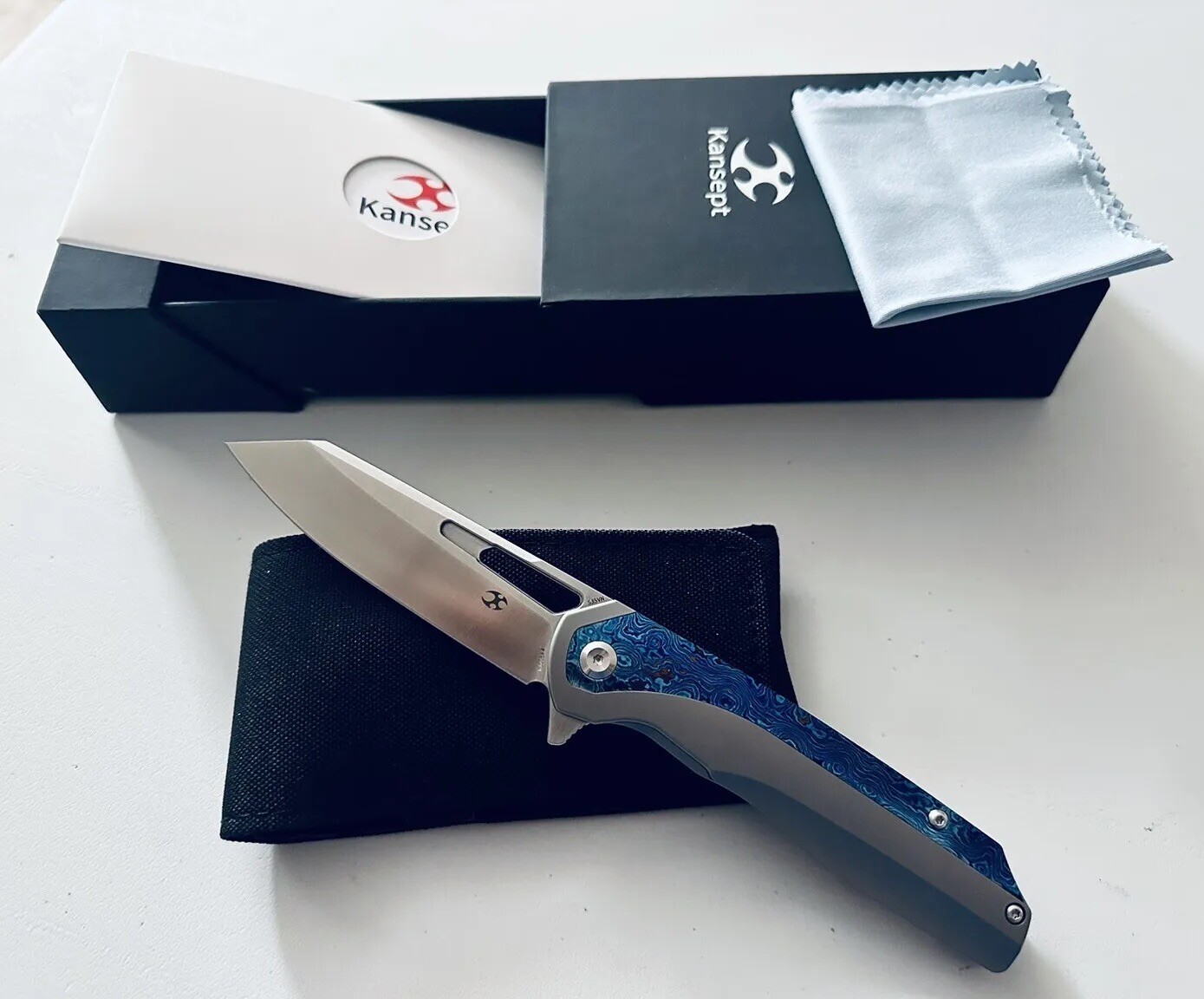 Kansept Knives Shard Frame Lock Knife Ti/Timascus 3.5" Satin - New Rare EDC