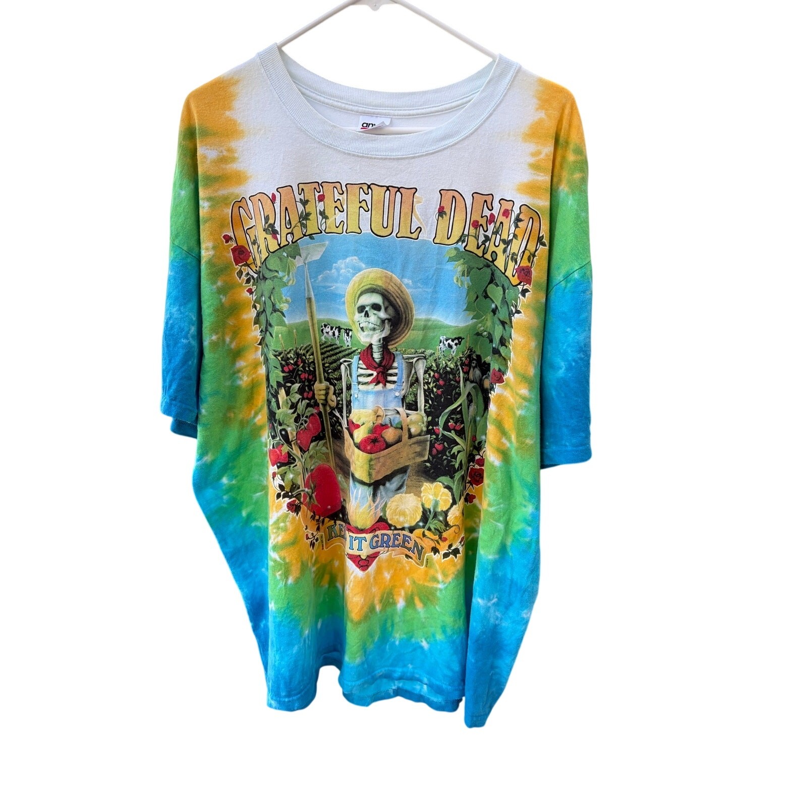 VTG 90s Grateful Dead Keep It Green Tie Dye T Shirt Mens Size 2XL-Preowned
