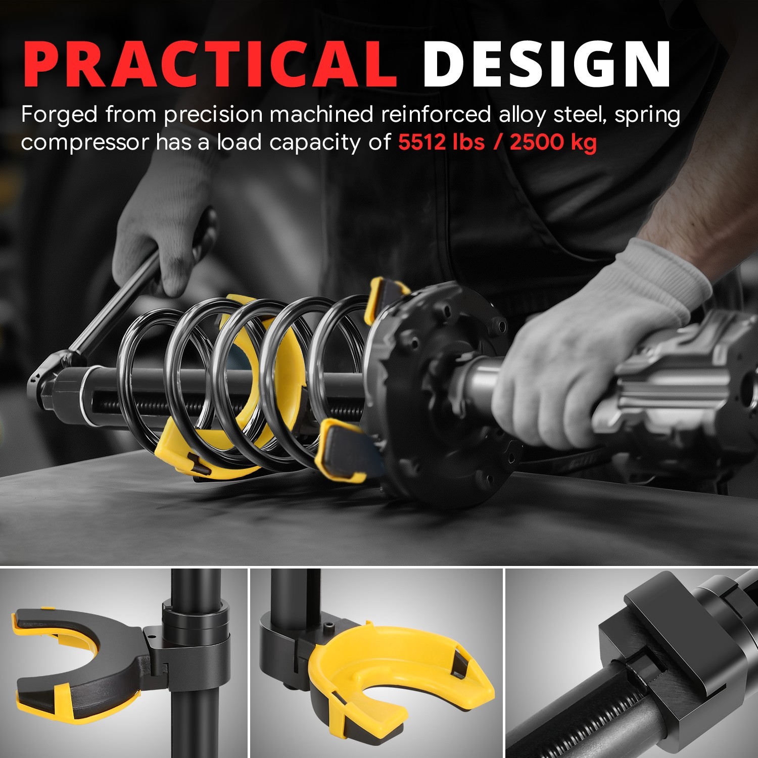 Interchangeable Universal Fork Strut Coil Spring Compressor Extractor Tool Kit