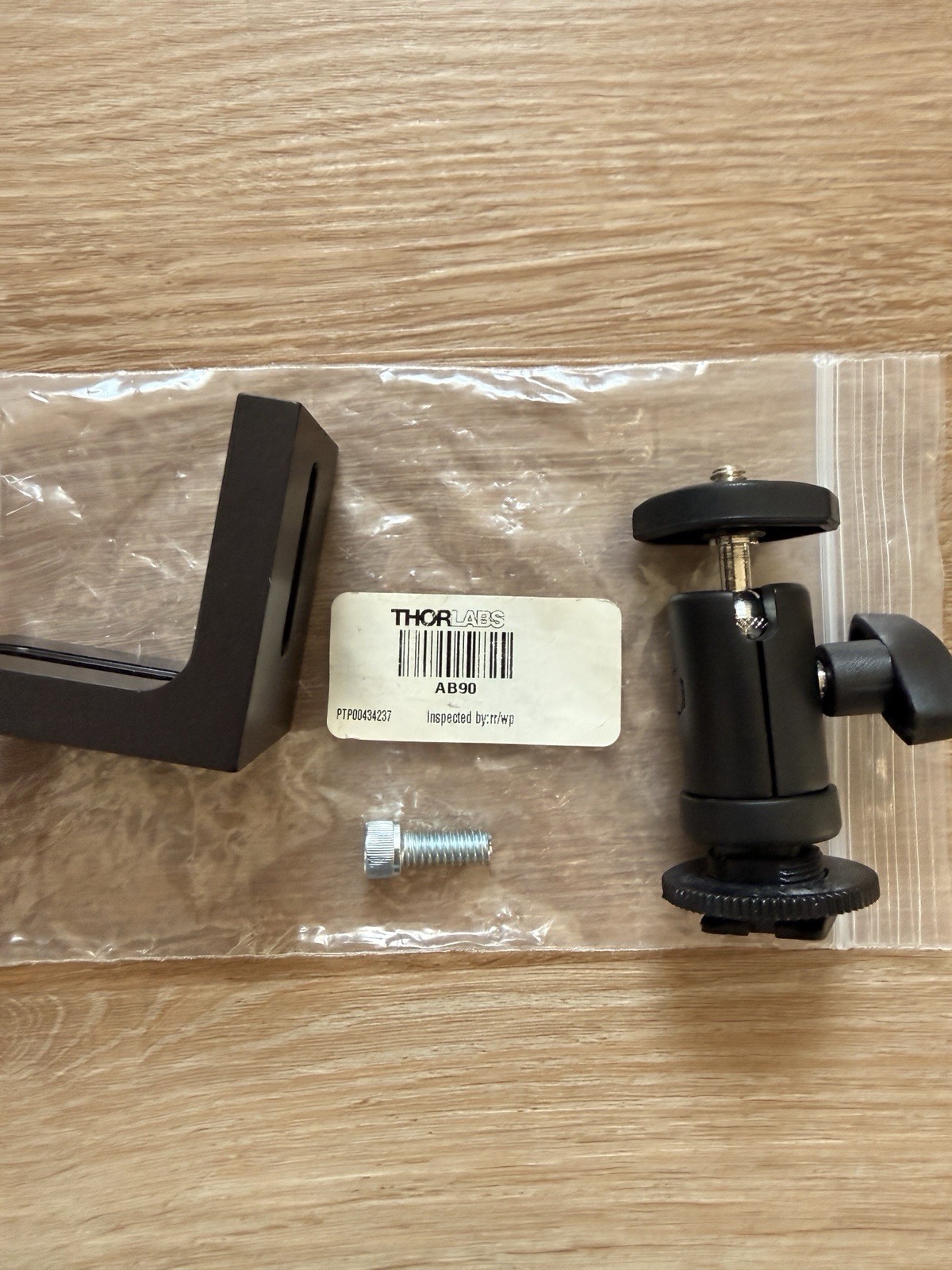 Thorlabs AB90 90° Angle Bracket bundled with a mini ball head camera mount