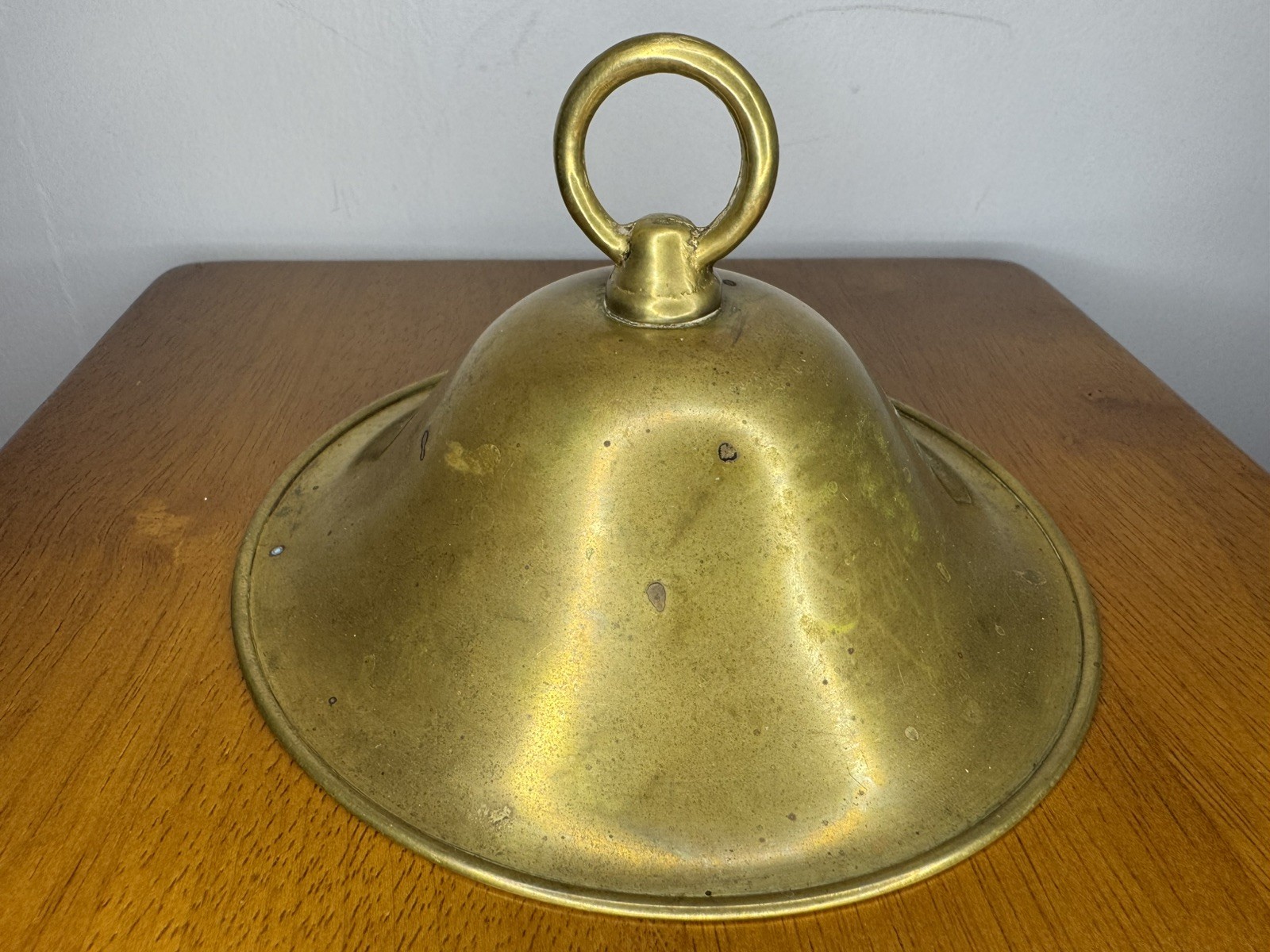 Vintage Brass Smoke Bell Hanging Oil Kerosene Lamp Hood 6 3/8” Diameter