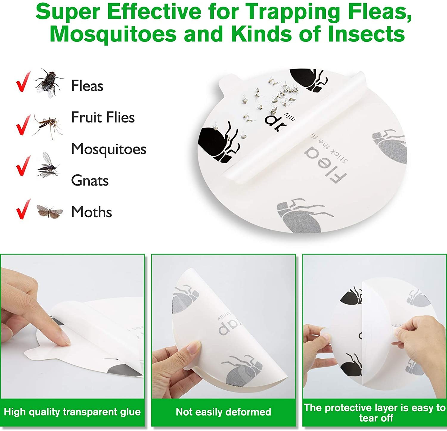 5 Pcs Flea Trap Refill Discs Replacement Glue Boards, 7.1 inch Sticky Pads