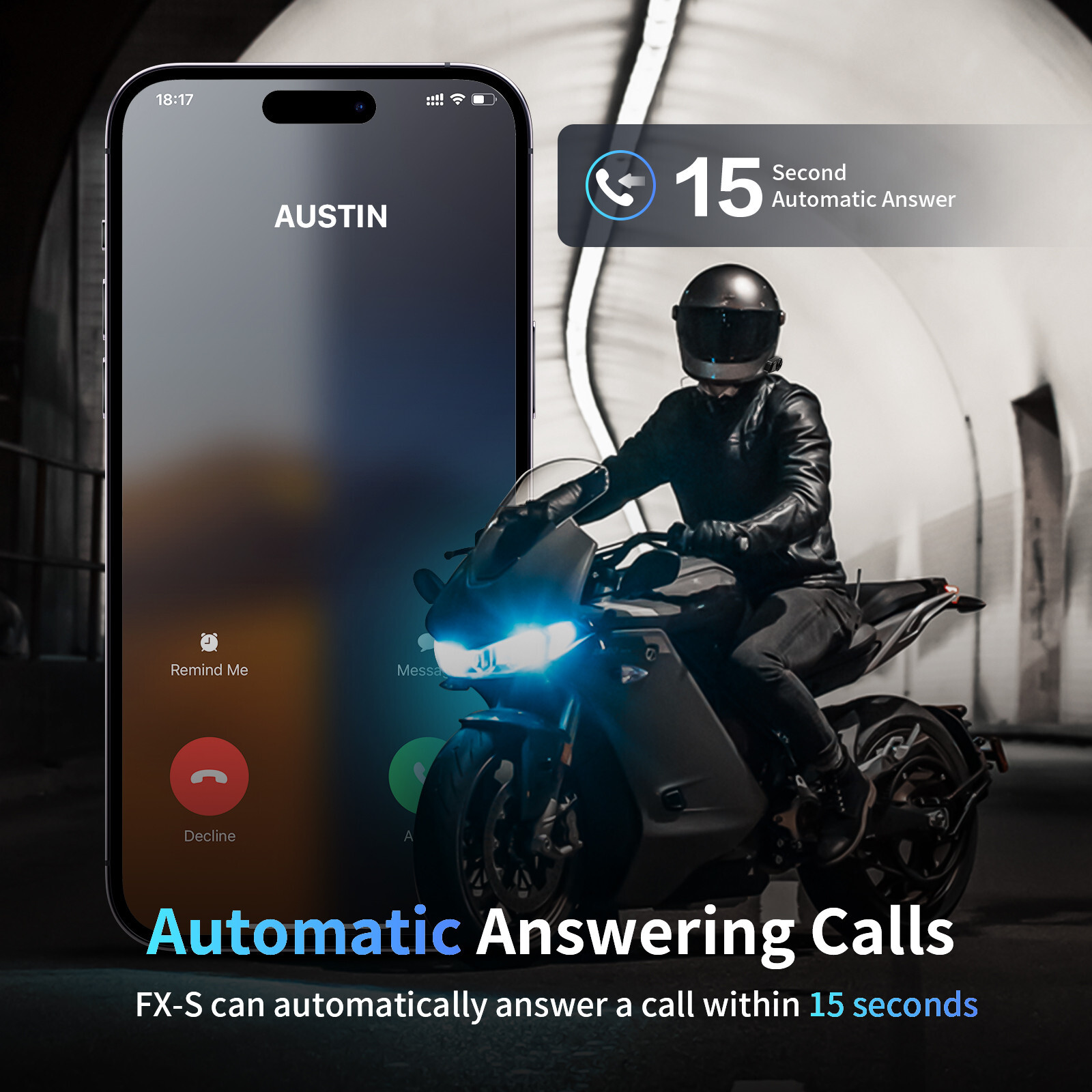FX-S Motorcycle Intercom Bluetooth 5.4 Headset Speaker Helmet Headphone 2 Way
