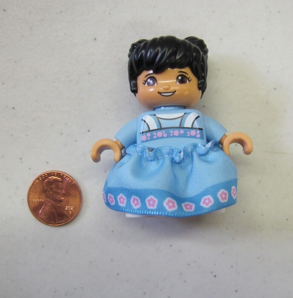 Lego Duplo Asian Toddler Girl Daughter Pink Outfit Pigtails W/ Removable Skirt