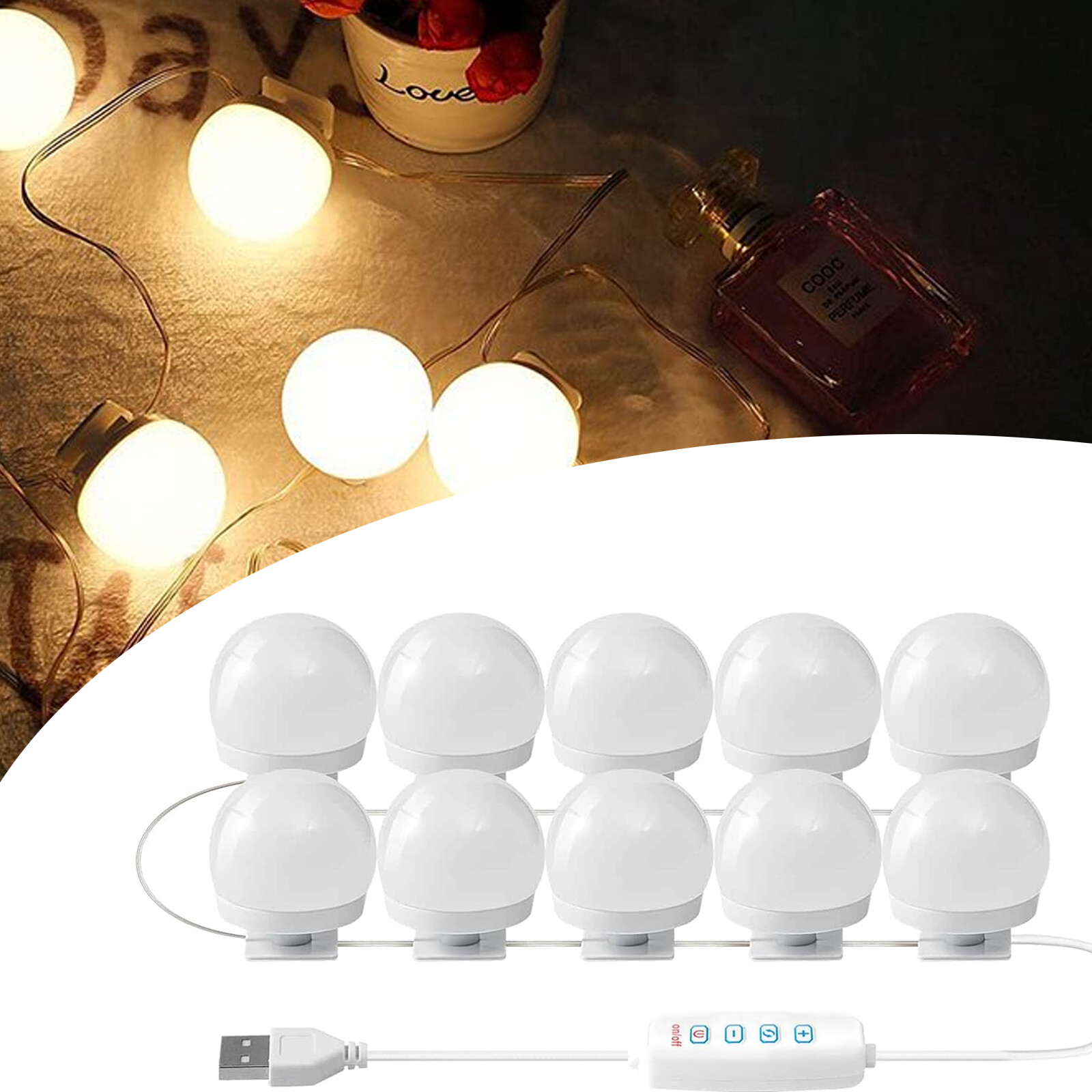 Hollywood Led Vanity Lights Strip Kit, with 10 Dimmable Light Bulbs