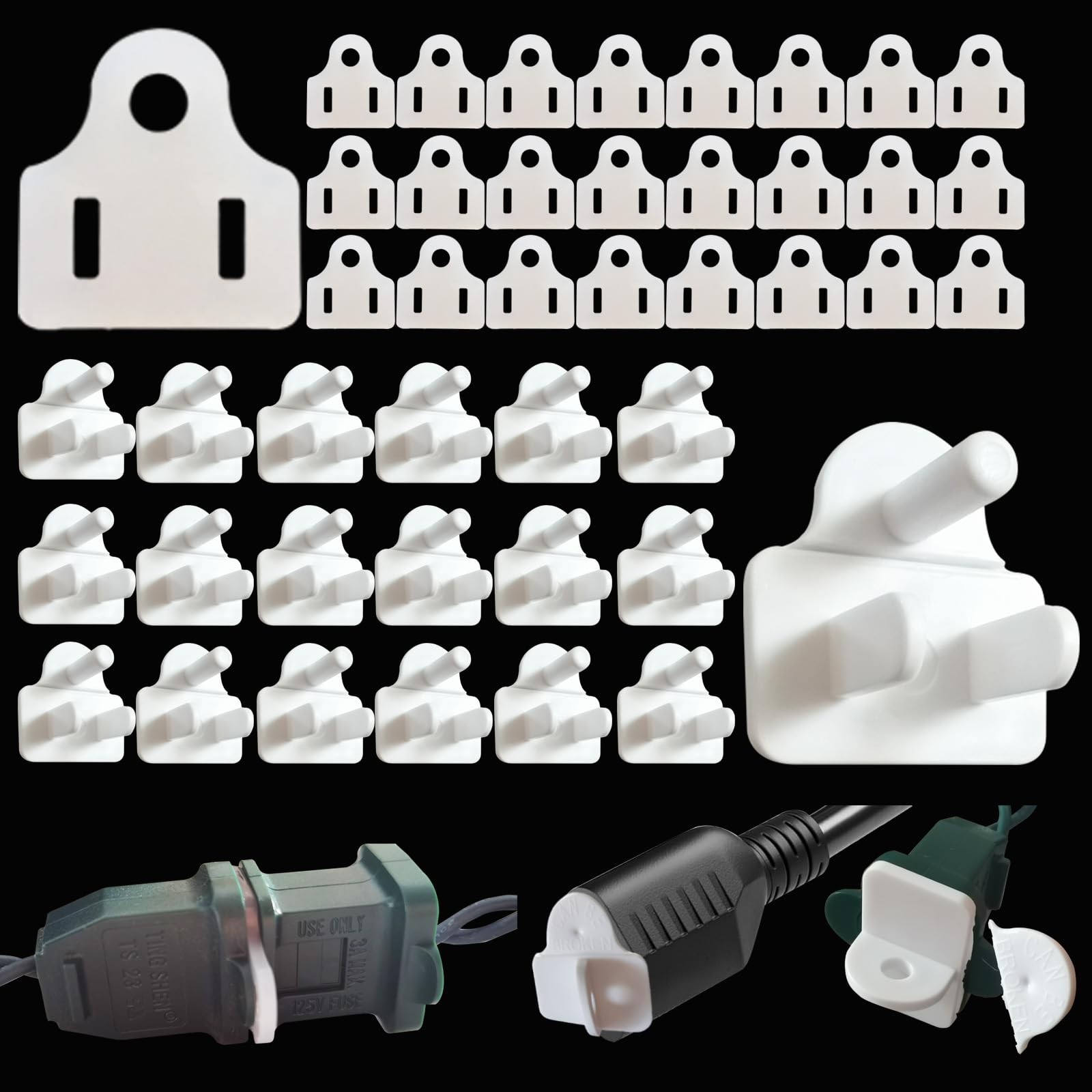 25 Sets Weatherproof Gaskets and Plug Covers, Indoor/Outdoor Christmas white