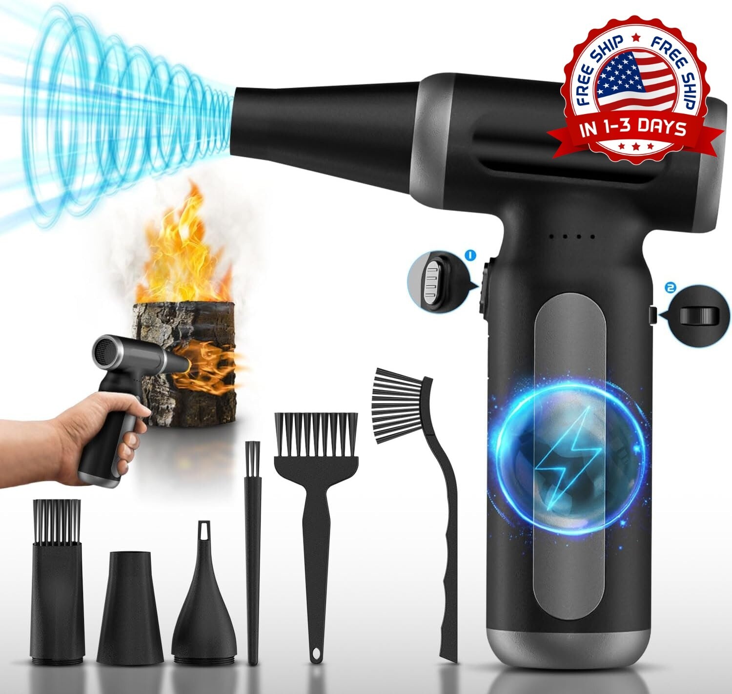 Plumero De Aire Comprimido Para Hombre, Plumero De Aire Eléctrico De 33,0000 RPM