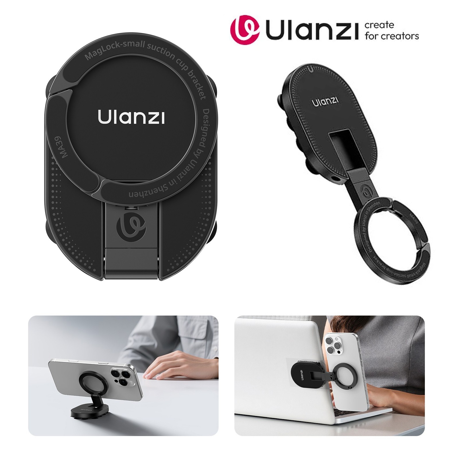 Ulanzi MA39 MagLock Suction Cup Phone Suction Mount Magnetic Stand Desktop Stand