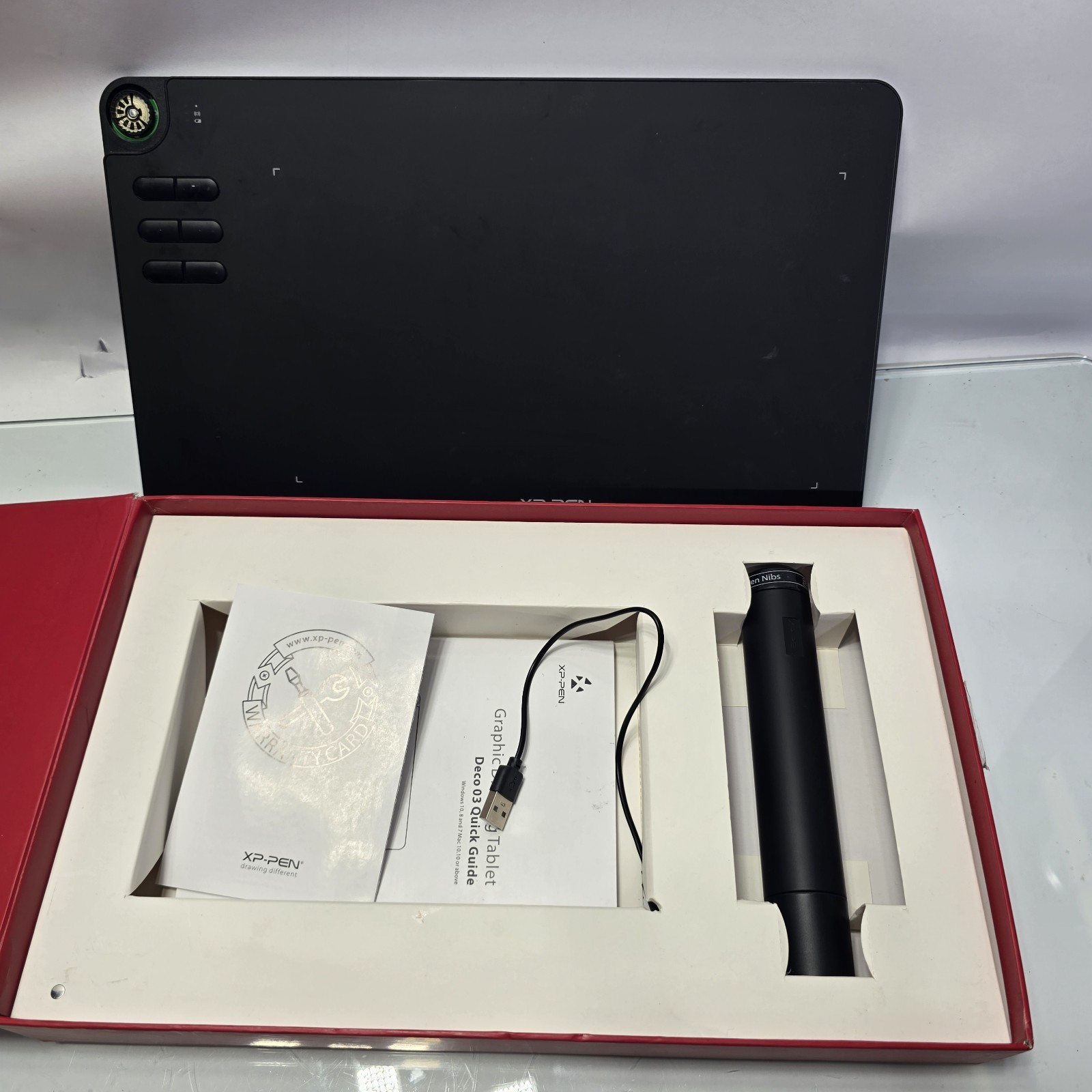 XP-PEN Deco 03 Wireless Graphics Drawing Tablet Tested As-Is Missing Dial Knob .