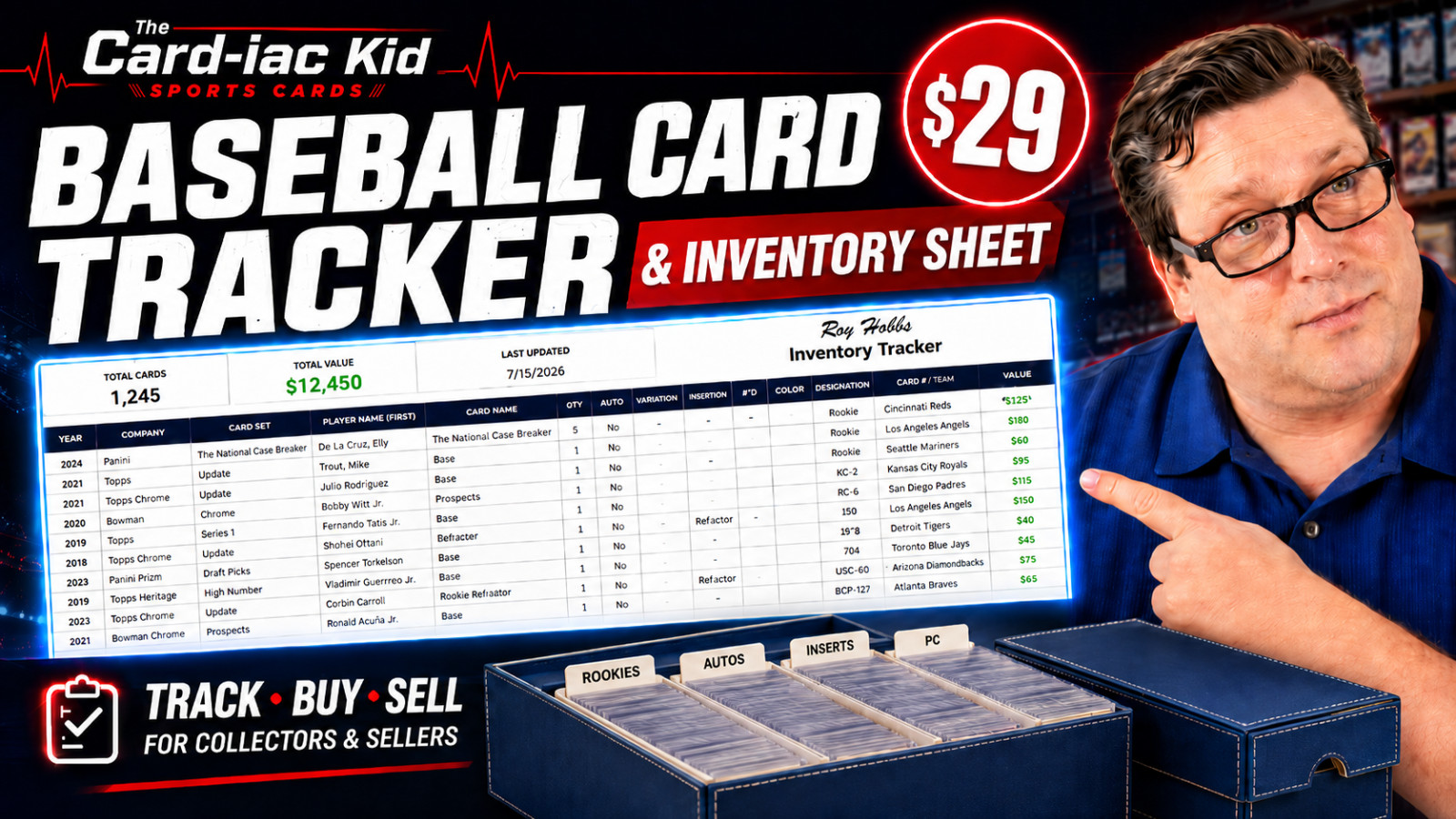 Baseball Card Inventory Tracker & P&L Spreadsheet (Digital) watch Tutorial Video