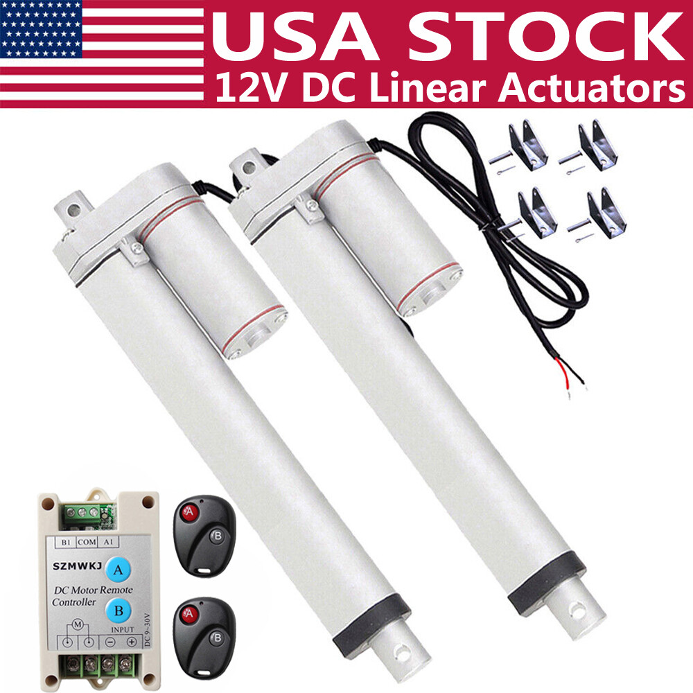 2x Heavy Duty 12V DC Linear Actuator +Positive Inversion Controller +Brackets DO