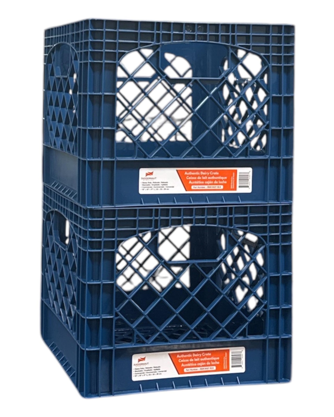Juggernaut Storage 16QT Heavy-Duty Plastic Square Milk Crate Blue Navy