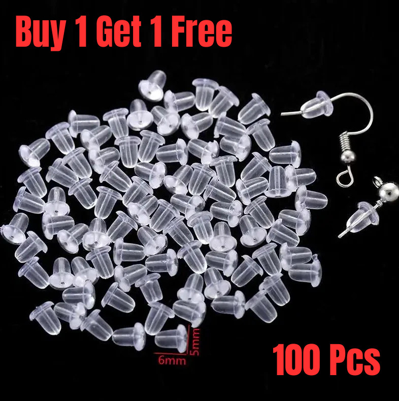 100pc Silicone Earring Backs 5mm x 4mm Cone Shaped Backing Soft Stopper Rubber