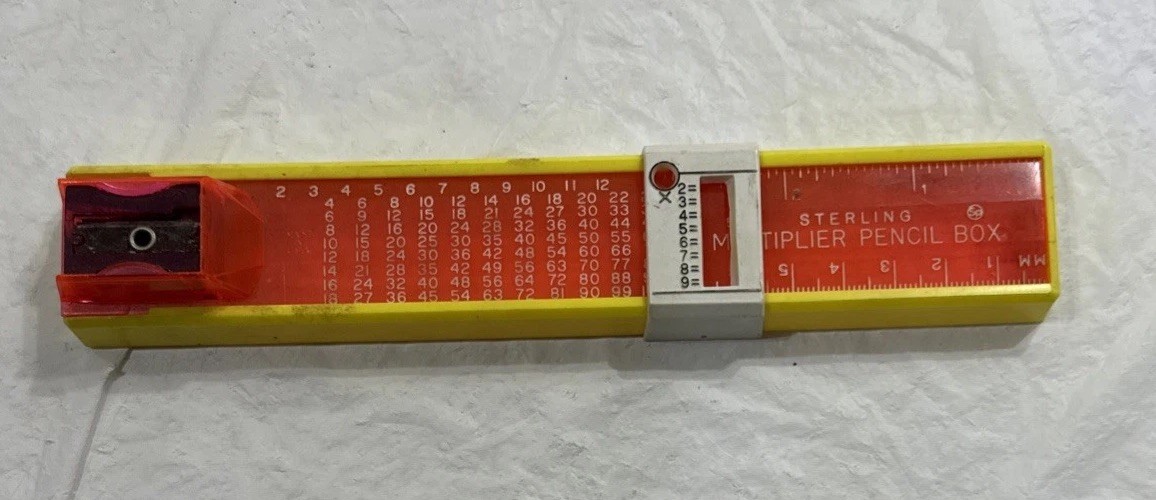 Vintage #555 Sterling Multiplier Pencil Sharpener Box Red Plastic