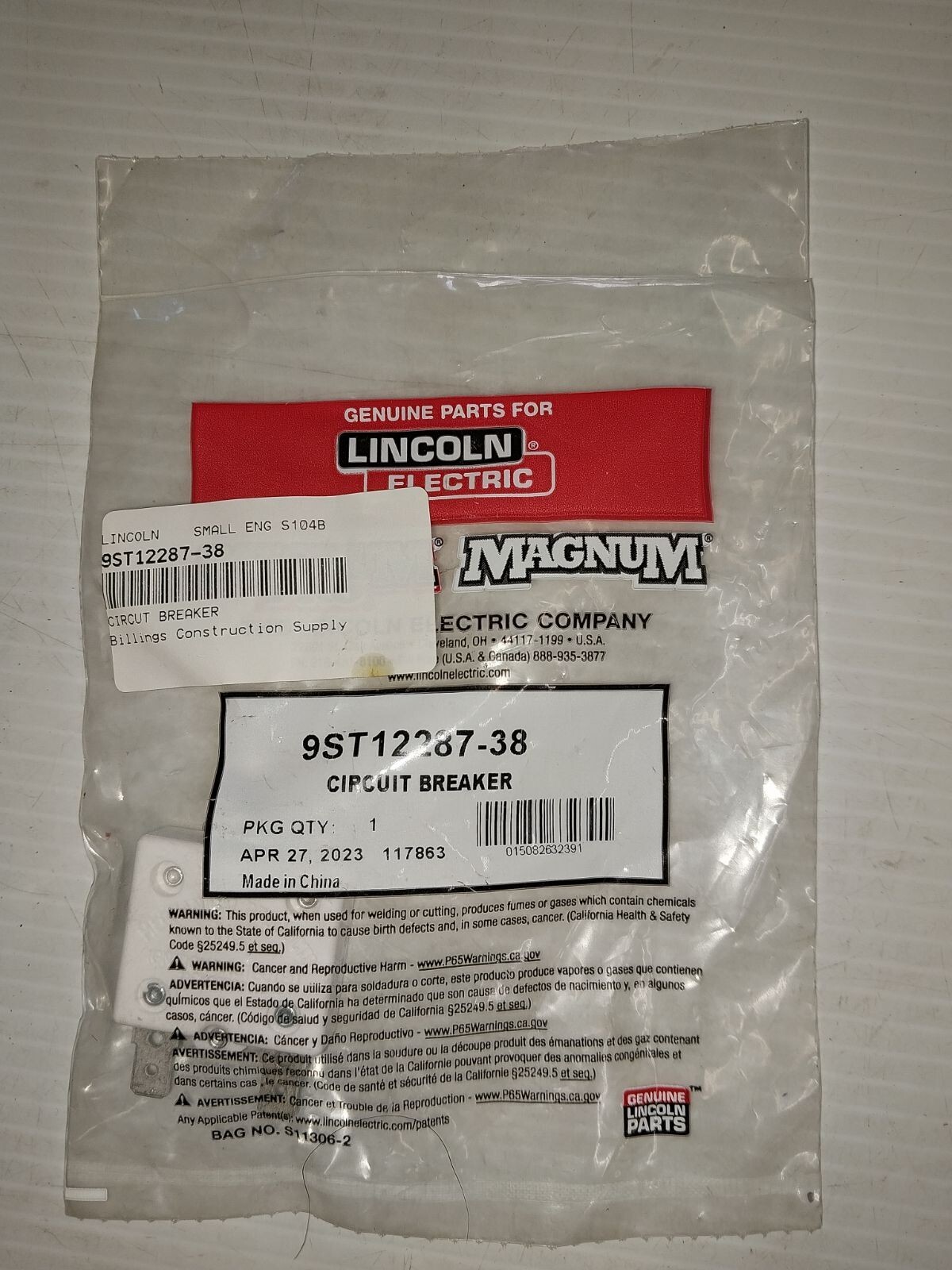LINCOLN RECPTACLE 9ST12287-38