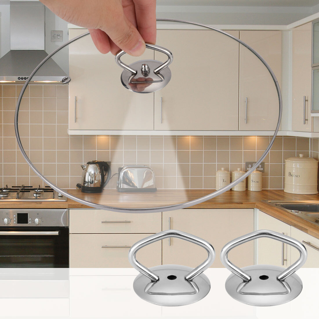 2pcs Stainless Steel Pot Lid Knob Universal Kitchen Bakeware Handle Replacement