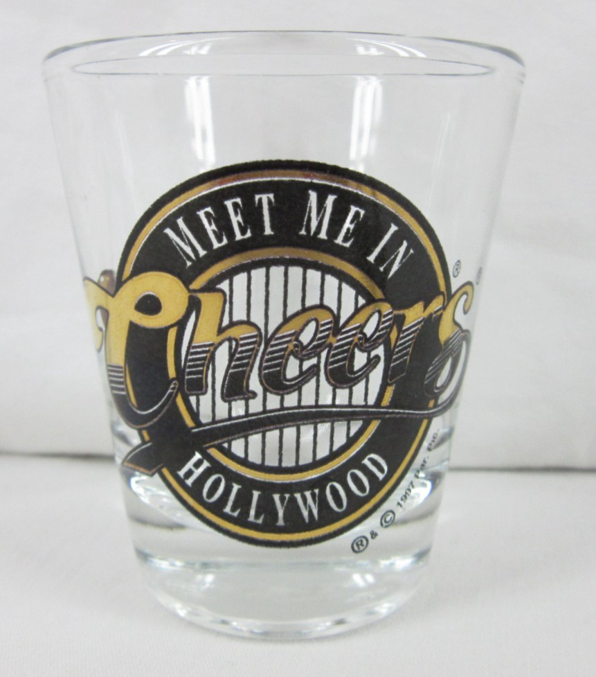 CHEERS * Hollywood 1997 Shot Glass * Clear 2.25" Tall - Meet Me In