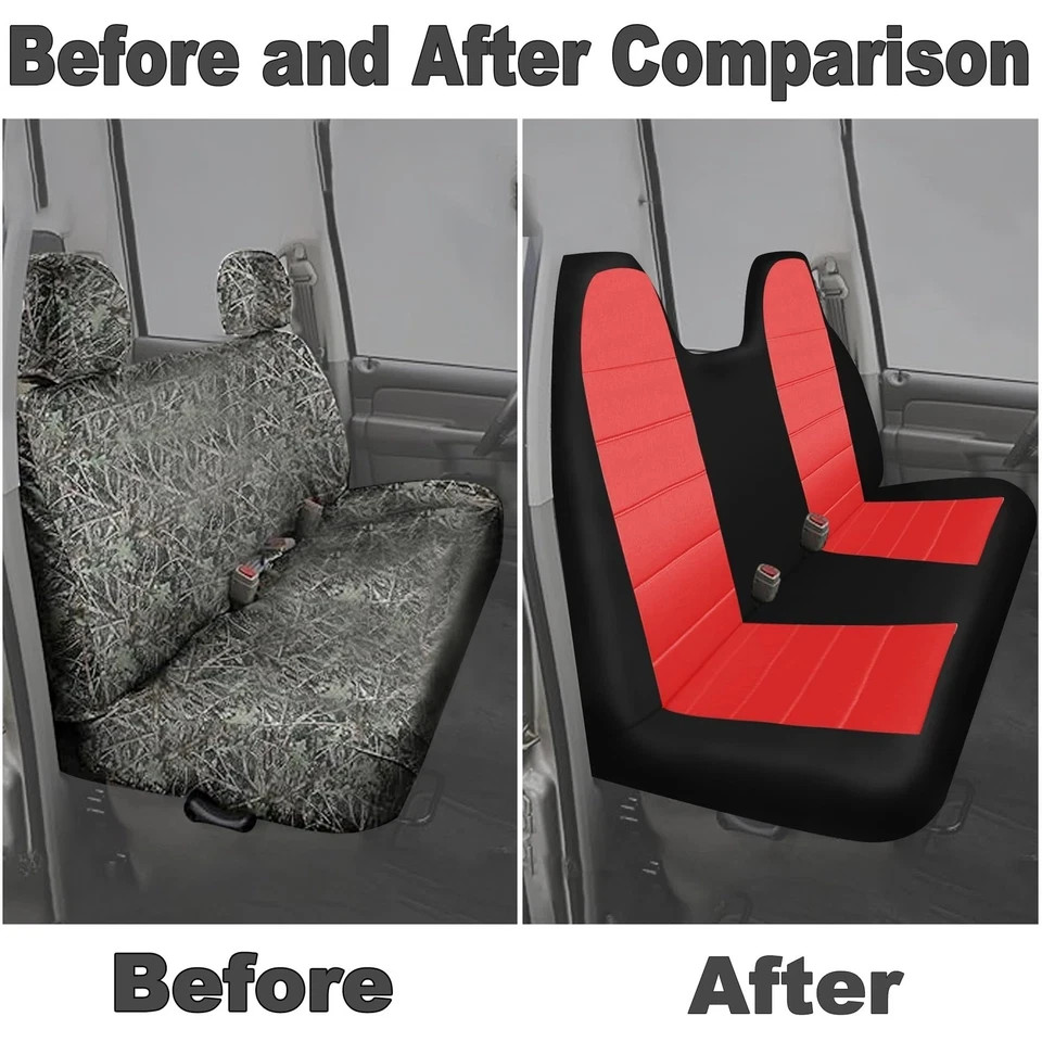 Thickened Oxford Cloth Front Solid Bench Seat Covers with Molded Headrests fi...