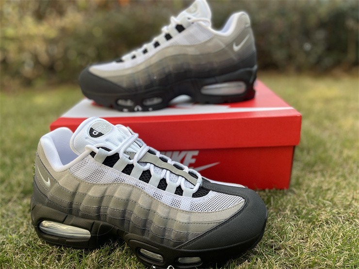 Men's new Nike Air Max 95 black, gray and white sports shoes "HJ5996-002"