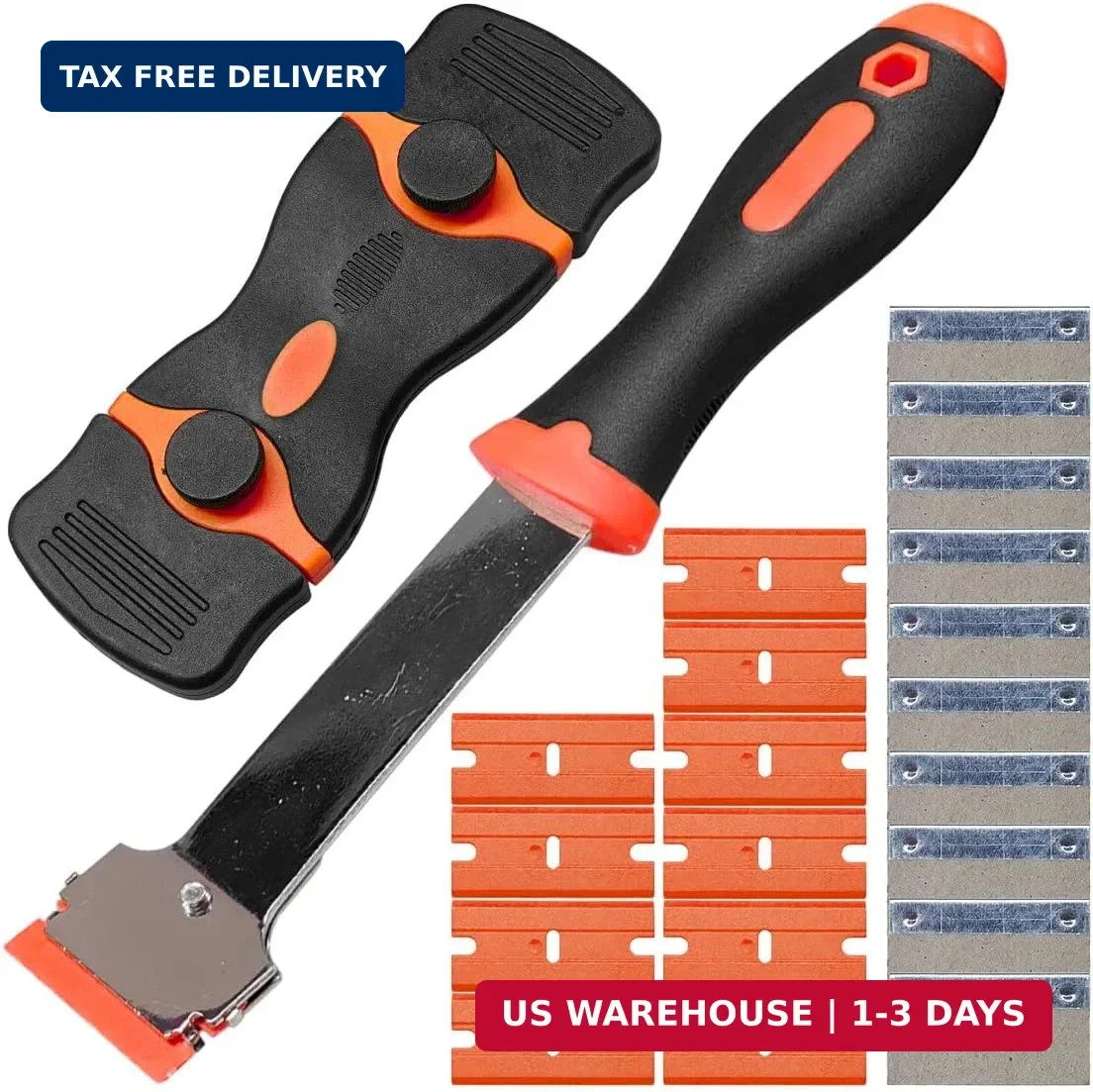 2PCS Razor Blade Scraper - Car Windshield Window Cleaning Scraper Tool with 10 P