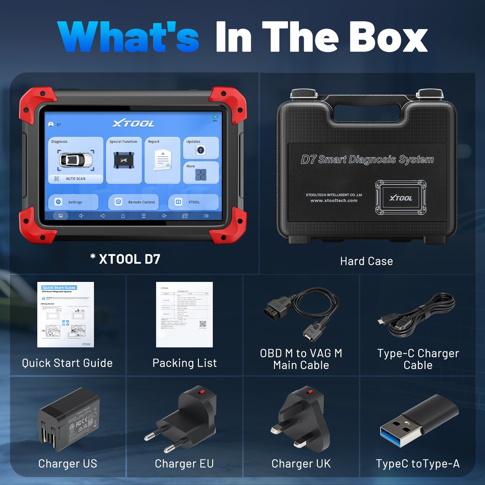 2026 XTOOL D7 V2.0 Bidirectional Coding Diagnostic Tool OBD2 Scanner Full System