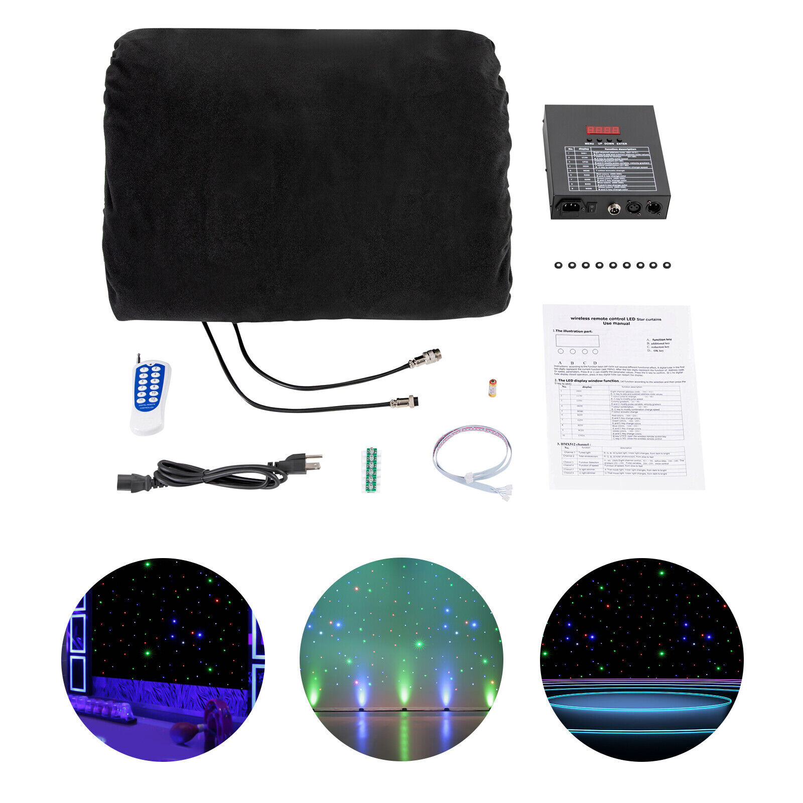 LED Star Stage Backdrop 20x10 ft – Dreamy Curtain with Remote Control
