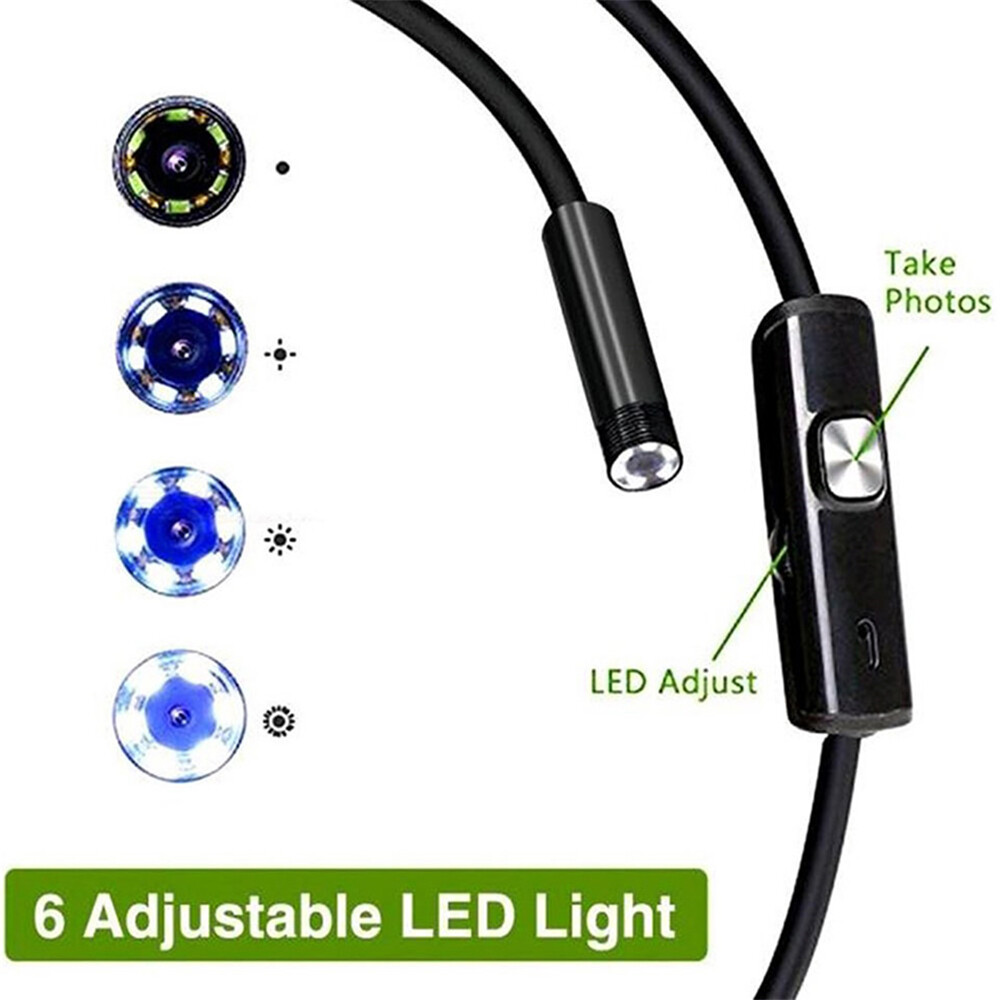 2M Endoscope 7mm Borescope Snake Camera Scope Inspection USB For Android PC