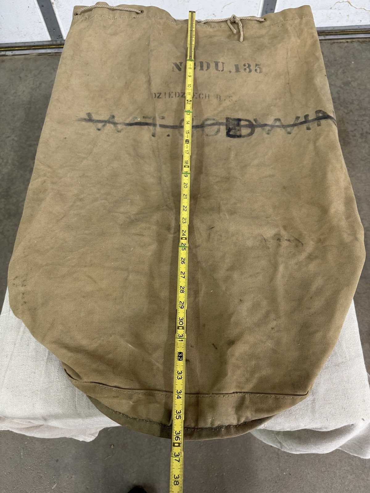 Vintage 1940s WWII USN NAVY Heavy Canvas Sea Bag Original Named Military Sailor