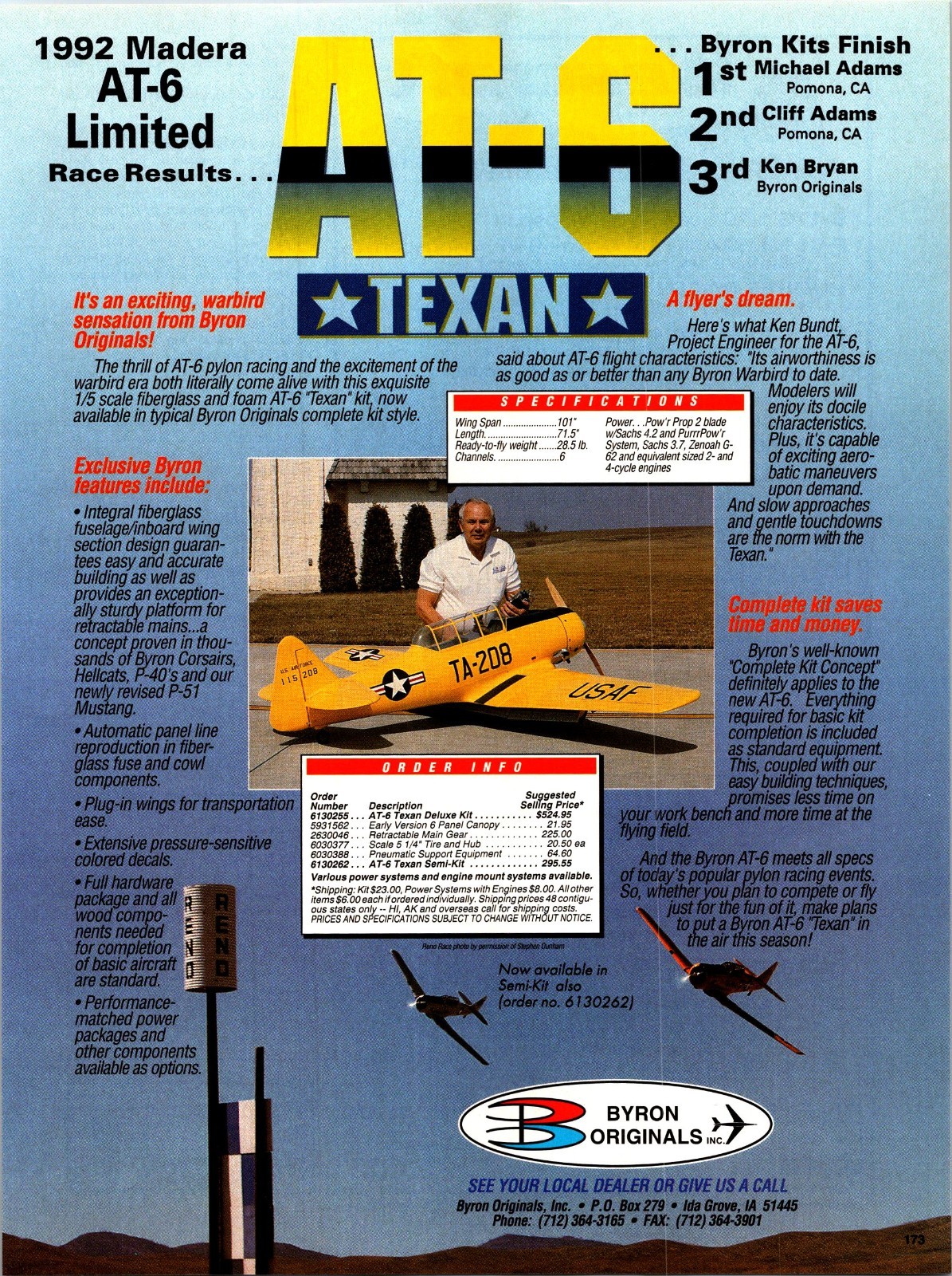 Byron AT-6 Texan RC Airplane Print Ad Wall Art Decor Ephemera Ken Bundt