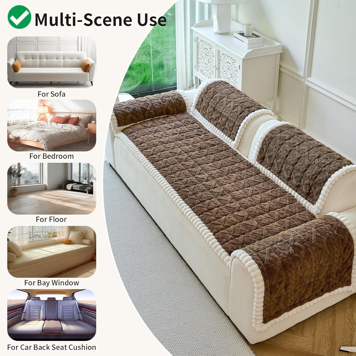 Fuzzy Couch Cover Dogs Washable Non Slip Couch Covers 3 Cushion Sofa Pet