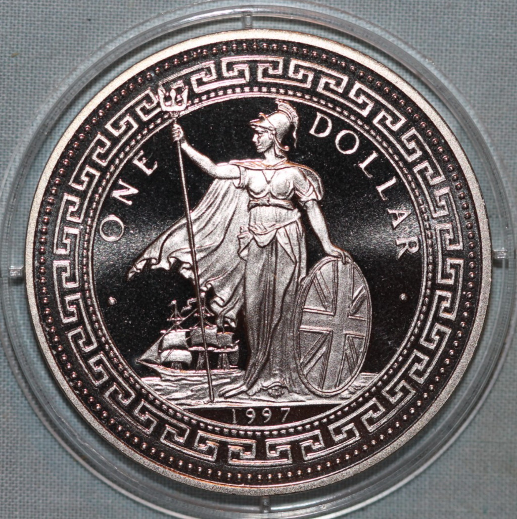 HONG KONG RETURNS TO CHINA COLORIZED TRADE DOLLAR ~VERSION A