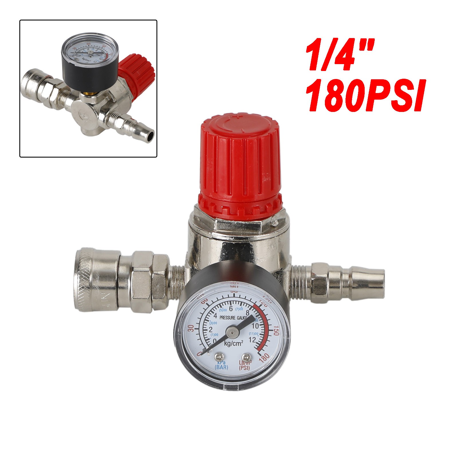 1/4" Pressure Regulator Air Compressor Adjustable Gauge Valve Control 175Psi R10