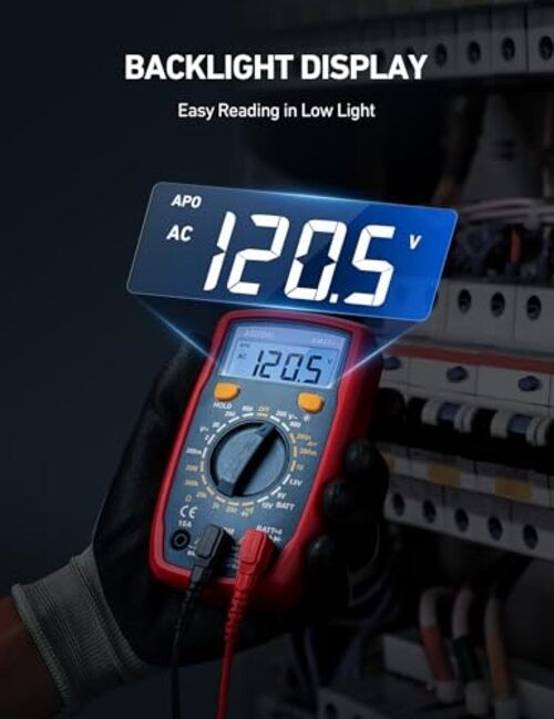 Digital Multimeter Tester 2000 Counts with DC AC Voltmeter and Ohm Volt Blue