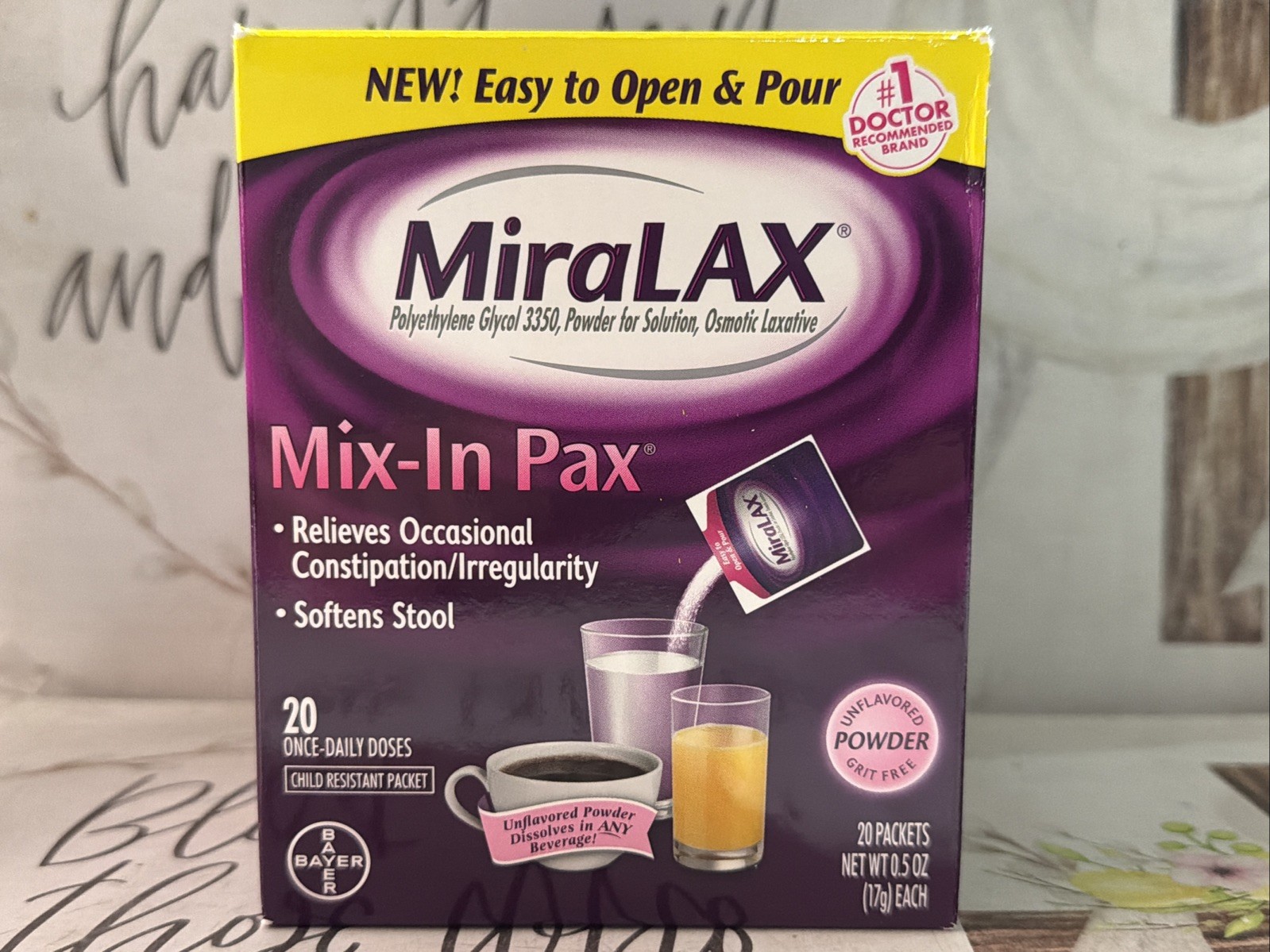 MiraLAX Mix-In Pax 20 Daily Doses Exp:09/27  Unflavored Powder