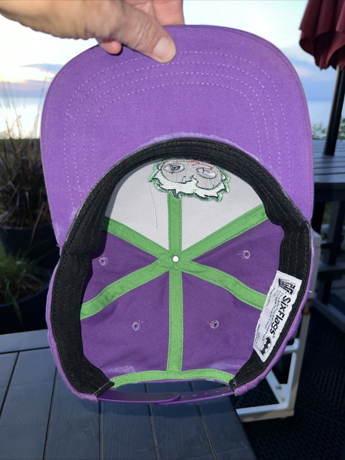 The Joker on Gray Front w Purple Bill and Hat Cap Snapback Batman DC Comics