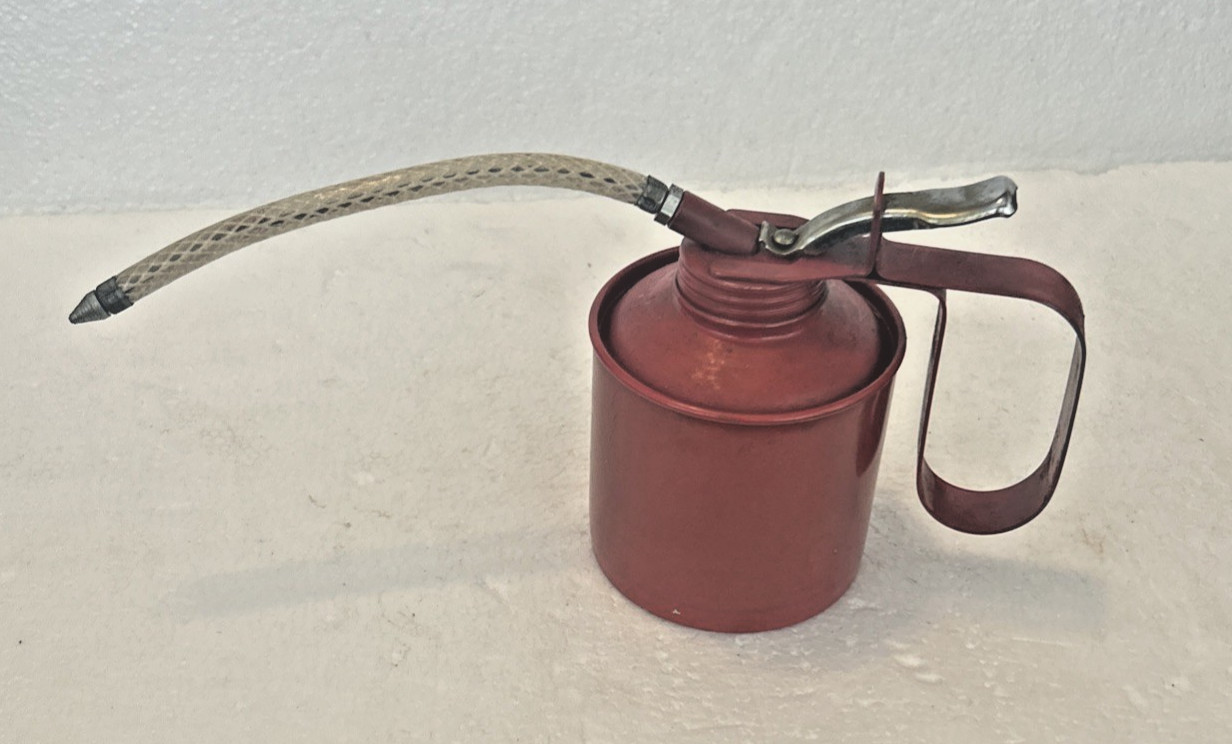 10 oz. JET PUMP ACTION 1/4 Pint OILER Pistol Grip Steel Oil Can 6" FLEX SPOUT