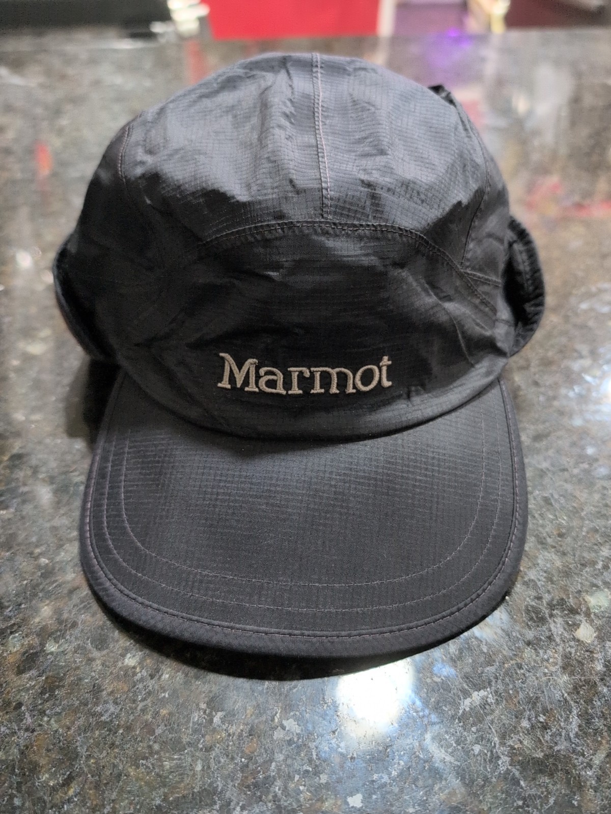 Marmot PreCip Insulated Baseball Cap in Black Nylon Ripstop