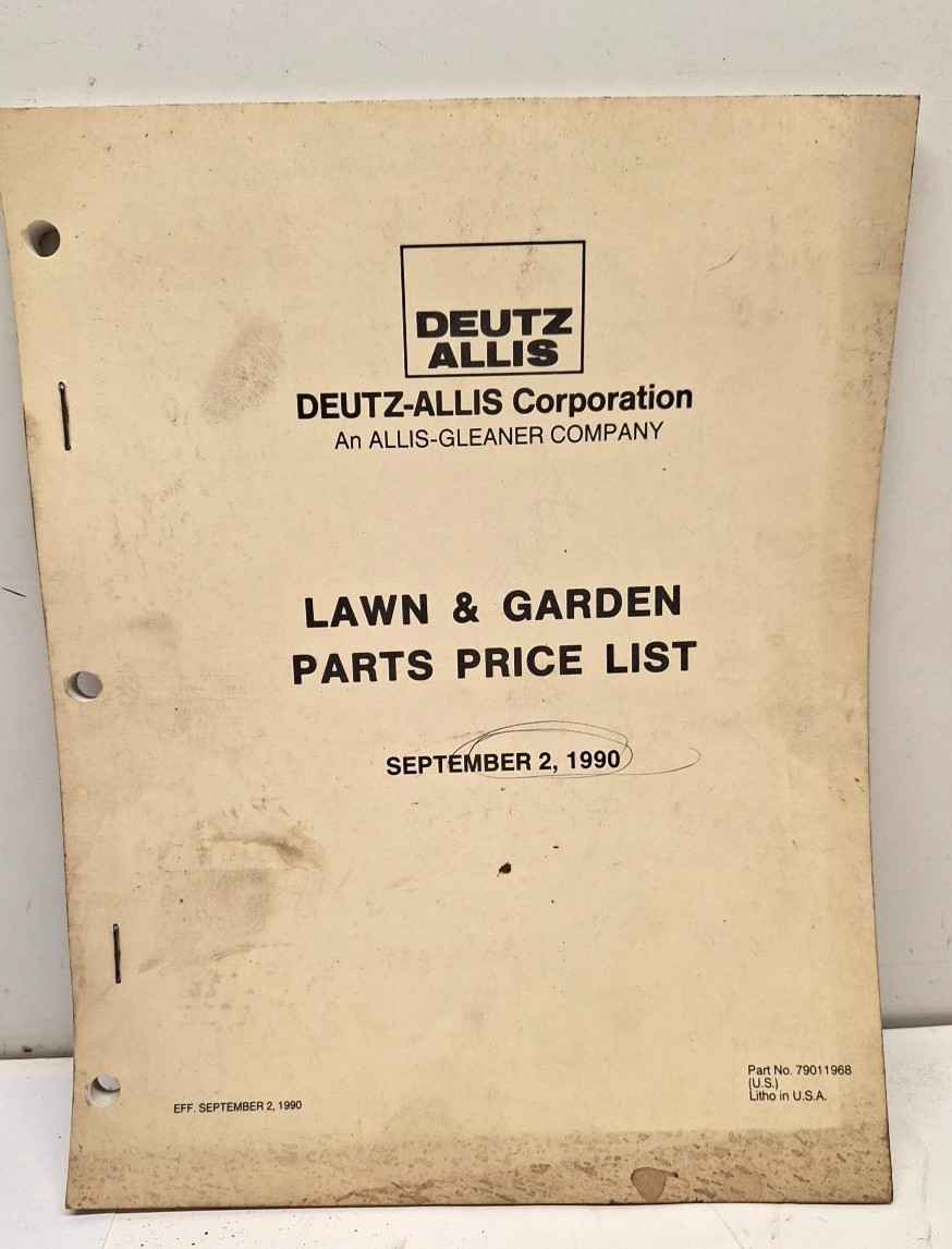 USED PARTS PRICE LIST FOR DEUTZ ALLIS LAWN & GARDEN 79011968